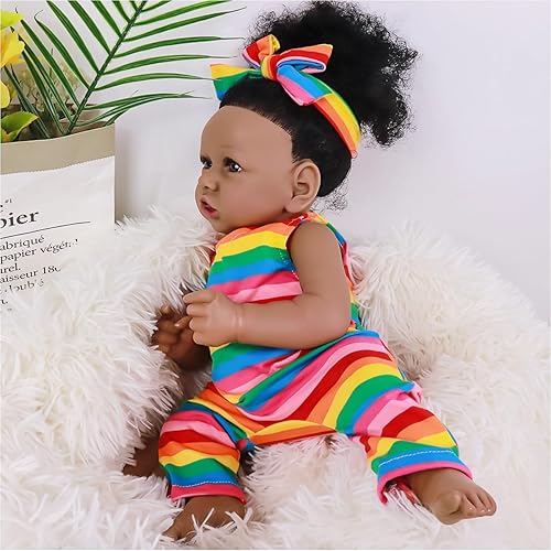 Miniatura 9 de MAIHAO Muñecas de bebé Reborn realistas para niñas, muñeca Reborn negra, cuerpo suave, realista, afroamericana, recién nacida, muñeca de bebé bebé