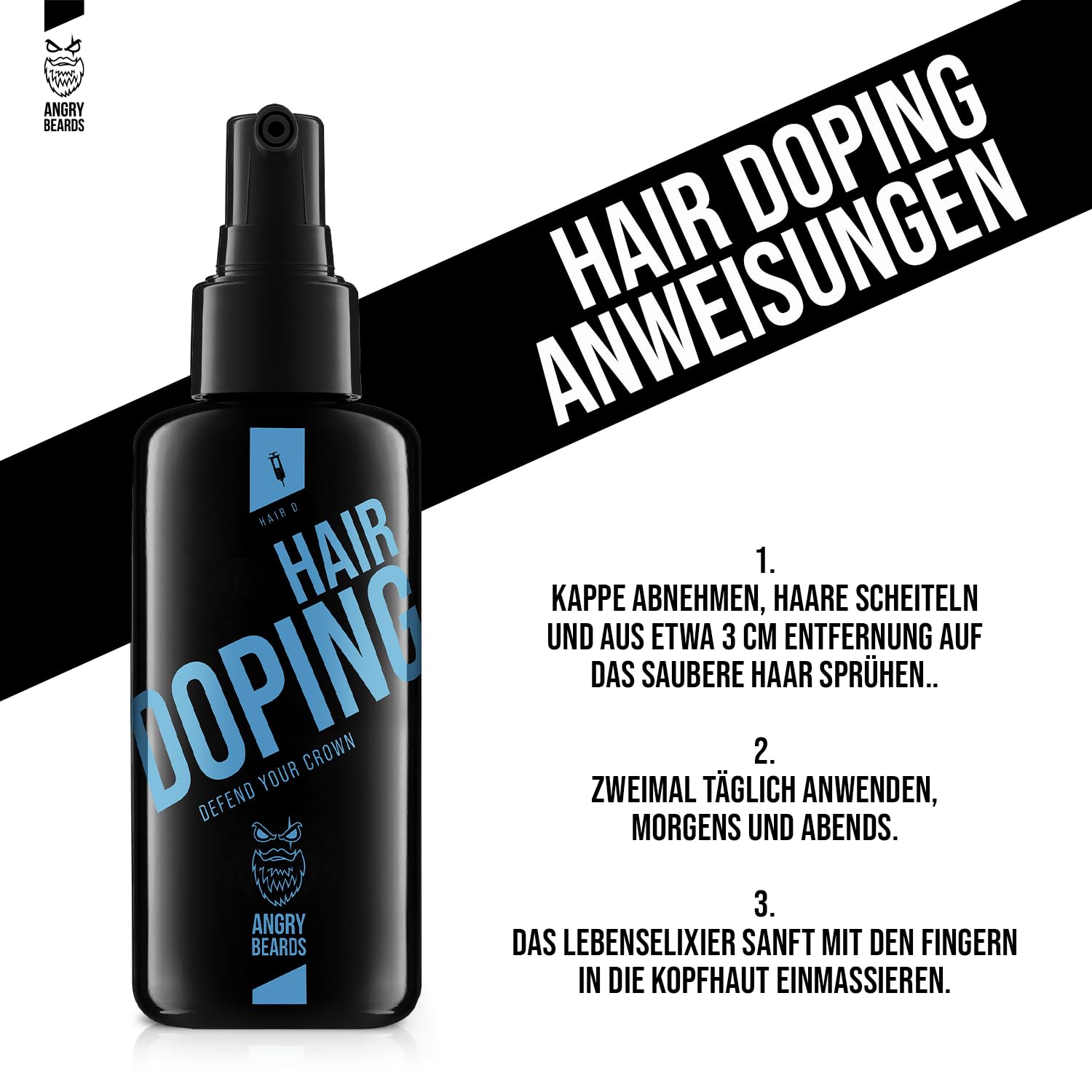 Hair Doping | Serum wspomagające wzrost włosów | zawiera biotynę, kofeinę i naturalne olejki, bezpowietrzna butelka z pompką dla maksymalnej świeżości, pielęgnacja włosów dla mężczyzn,
