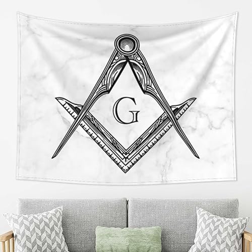 ONVOWO Square Compass G Lodge Masonic Tapestry Wall Hanging Tapestries Picnic Sheet Wall Decor Blanket Wall Art Hippie Bedroom Décor 80x60 inch