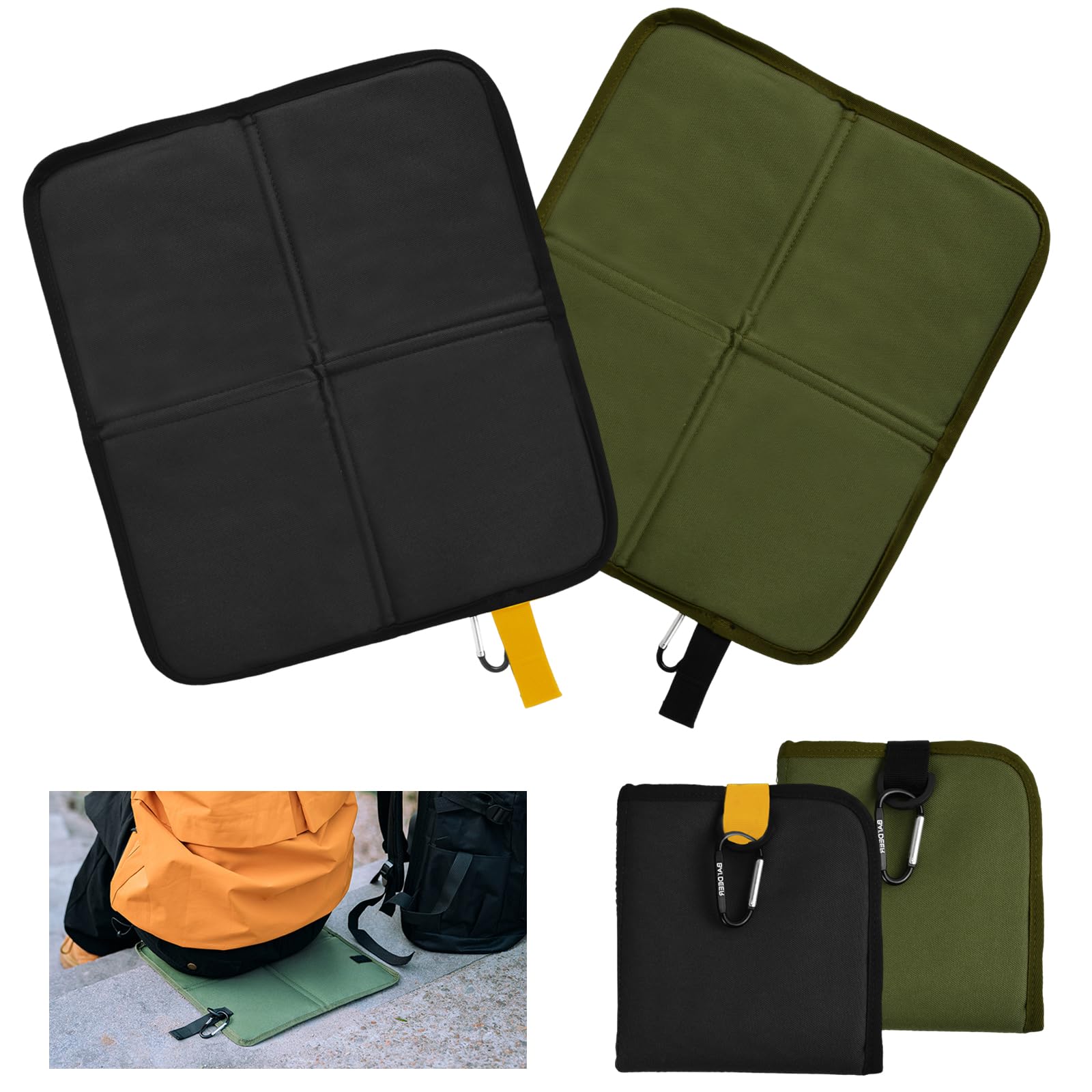 2 Pack Folding Seat Mat, Foldable Oxford Cloth Seat Pad, Waterproof & Insulated Camping Foam Sit Mat, Lightweight Portable Travel Cushion for Outdoor Hiking Picnic Park Beach Backpacking (SET-B)