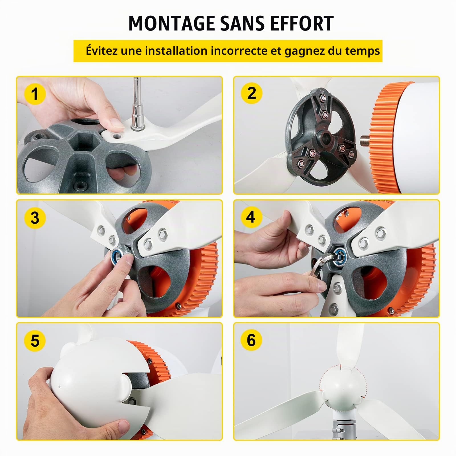 VEVOR Turbine Éolienne, 5 Lames Générateur Éolienne Solaire, Générateur Électrique Éolienne, Résistance Excellente à La Chaleur, pour une utilisation à domicile/une utilisation en bateau/marine