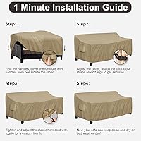 Vista 7 de PureFit Funda impermeable para sofá de exterior, funda para muebles de sofá de patio, funda de 3 plazas para exteriores con ventilación de aire