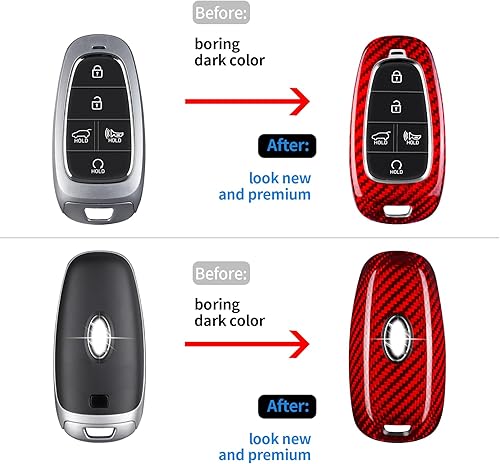 Miniatura 3 de T-carbon Funda para llavero Hyundai, Rojo -