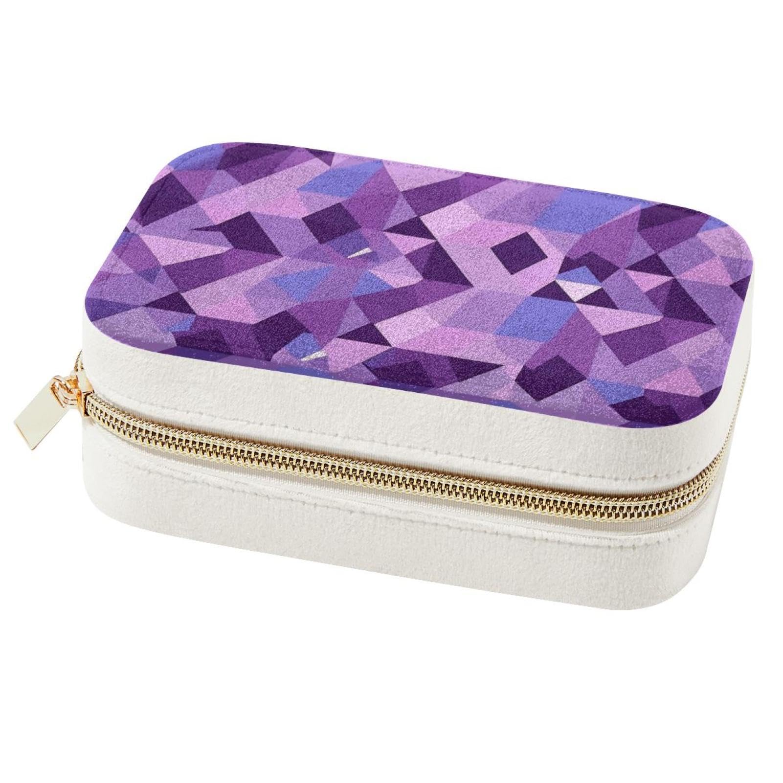 Boîte à bijoux élégante pour boucles d'oreilles, coffret cadeau géométrique violet