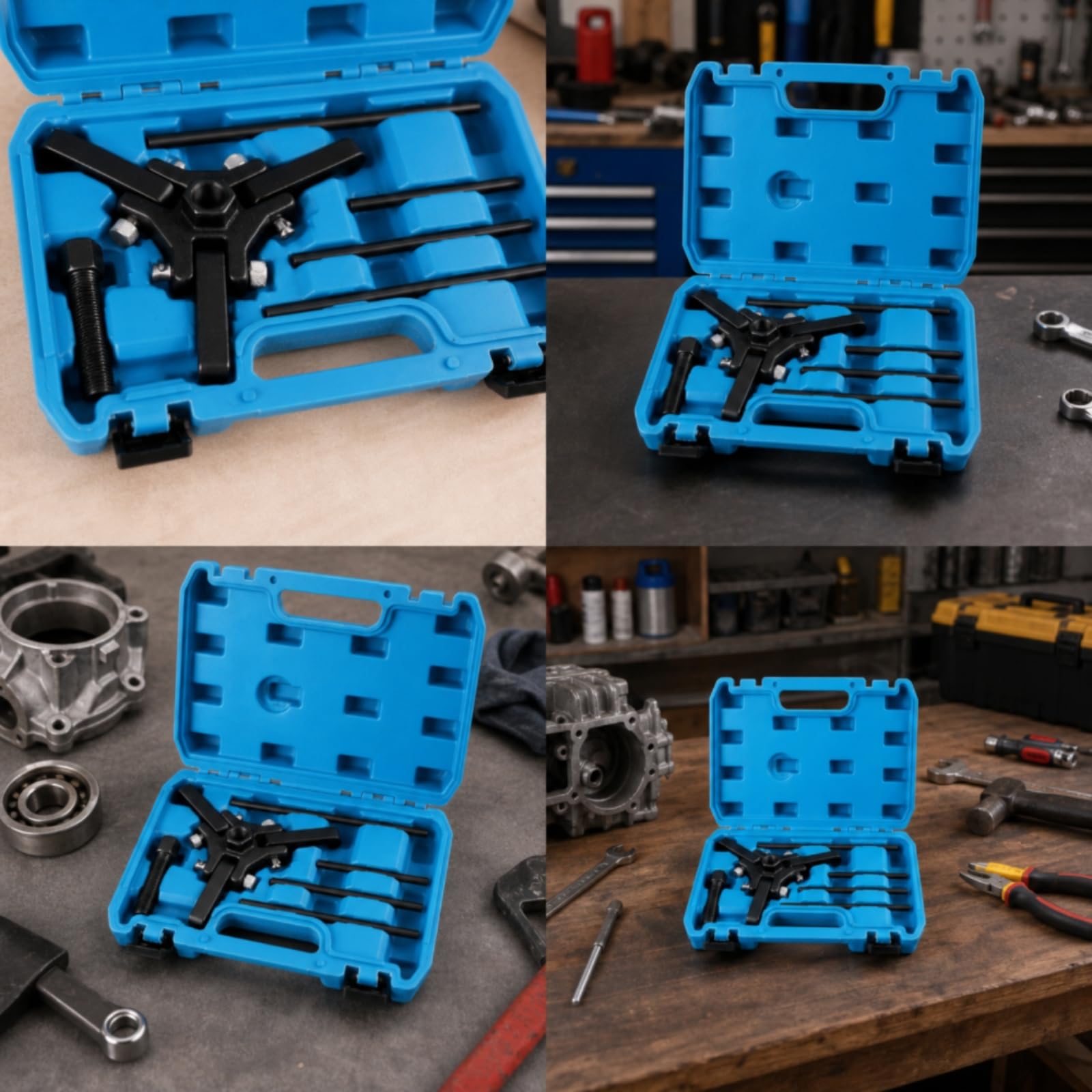 TISHITA Extractor de Polea de Cigüeñal Kit Desmontador Poleas Equilibrador Armónico de Eje con Perno Acero Resistente Estuche Portátil Cierre Seguro Adecuado