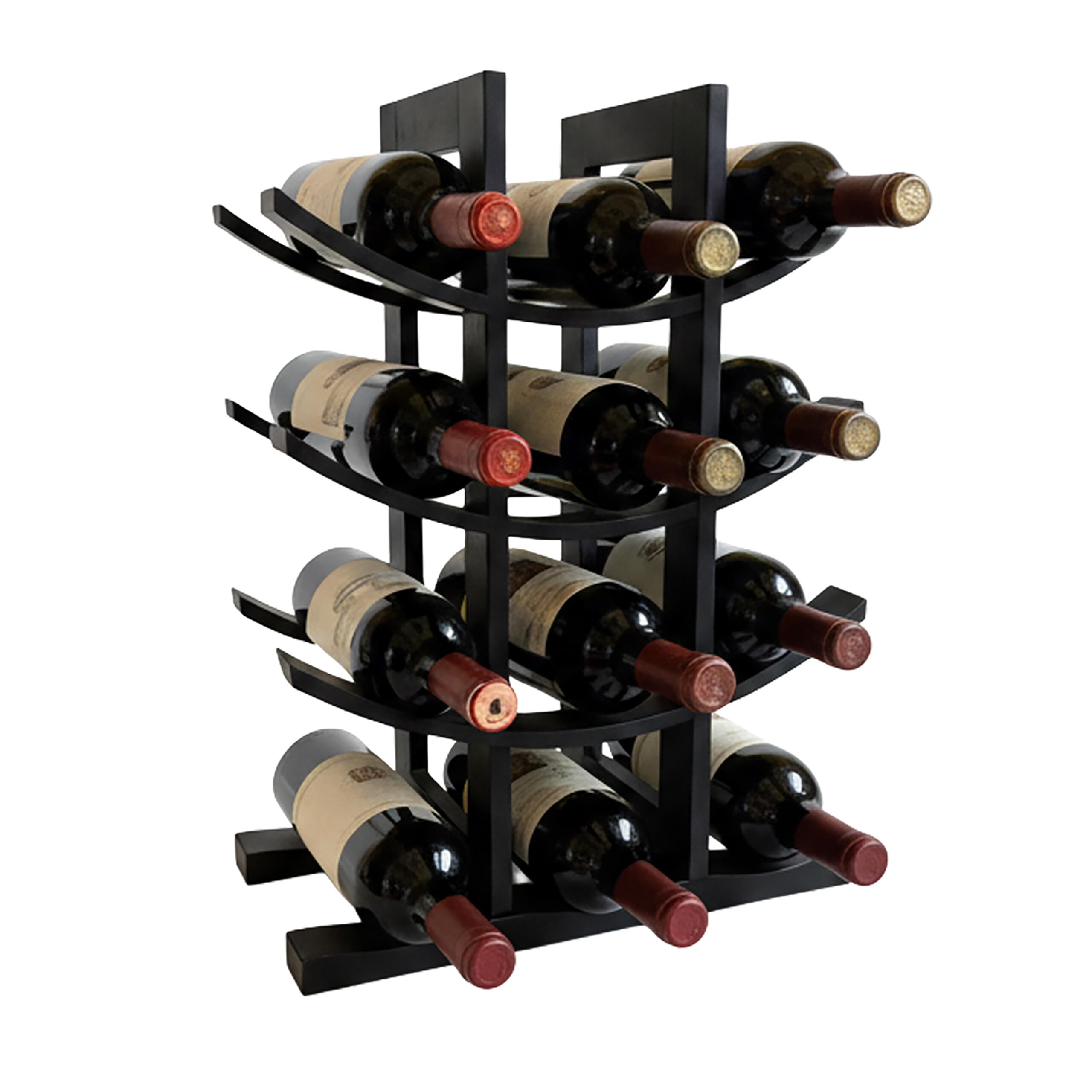 Relaxdays Casier à vin, 12 Bouteilles, Bambou, HxLxP 41x30x14,5 cm, pour vins Rouges & Blancs, Noir
