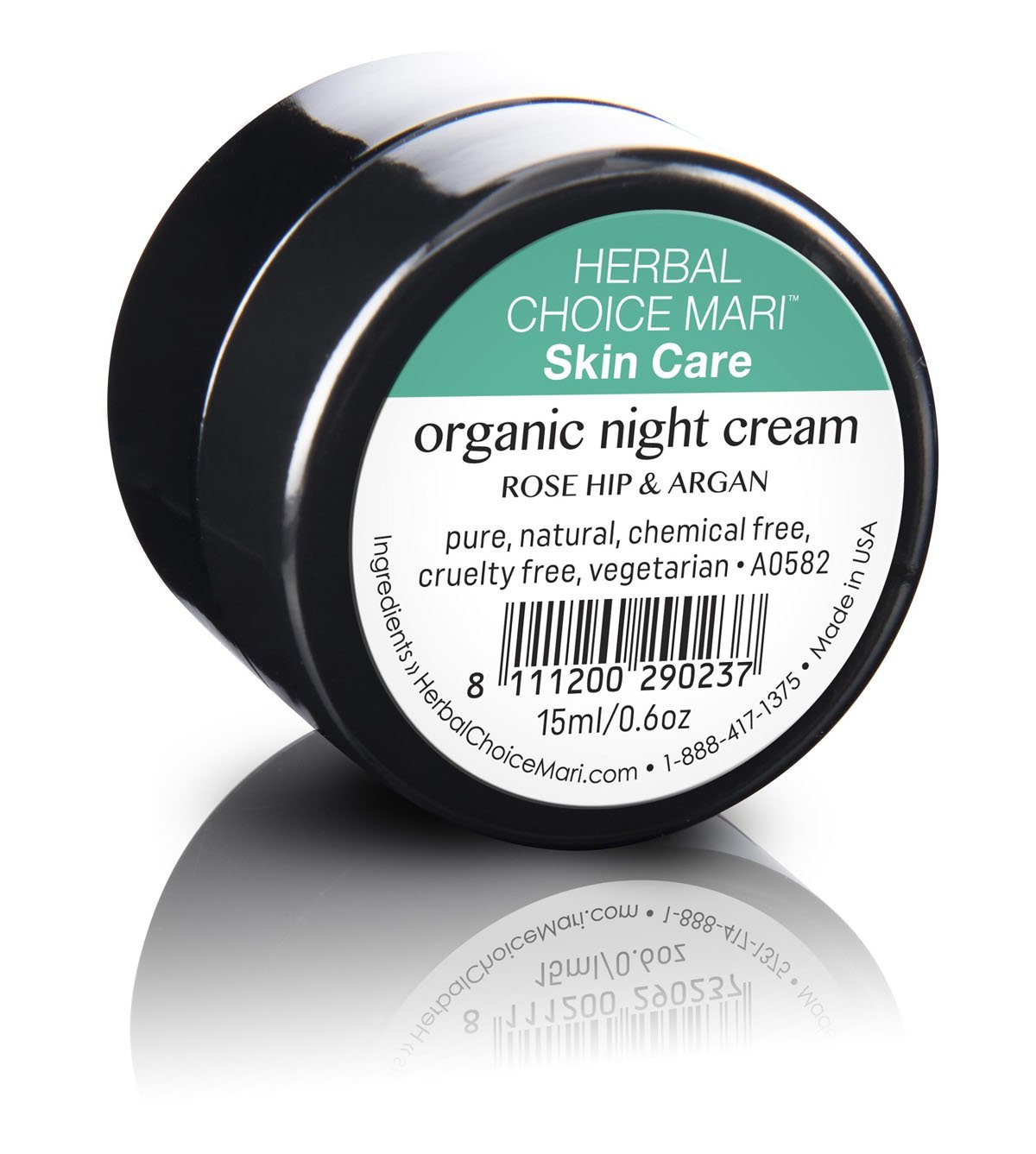 Organic Night Cream by Herbal Choice Mari (Rose Hip & Argan, 2 Fl Oz Jar) - No Toxic Synthetic Chemicals - TSA-Approved Travel Size