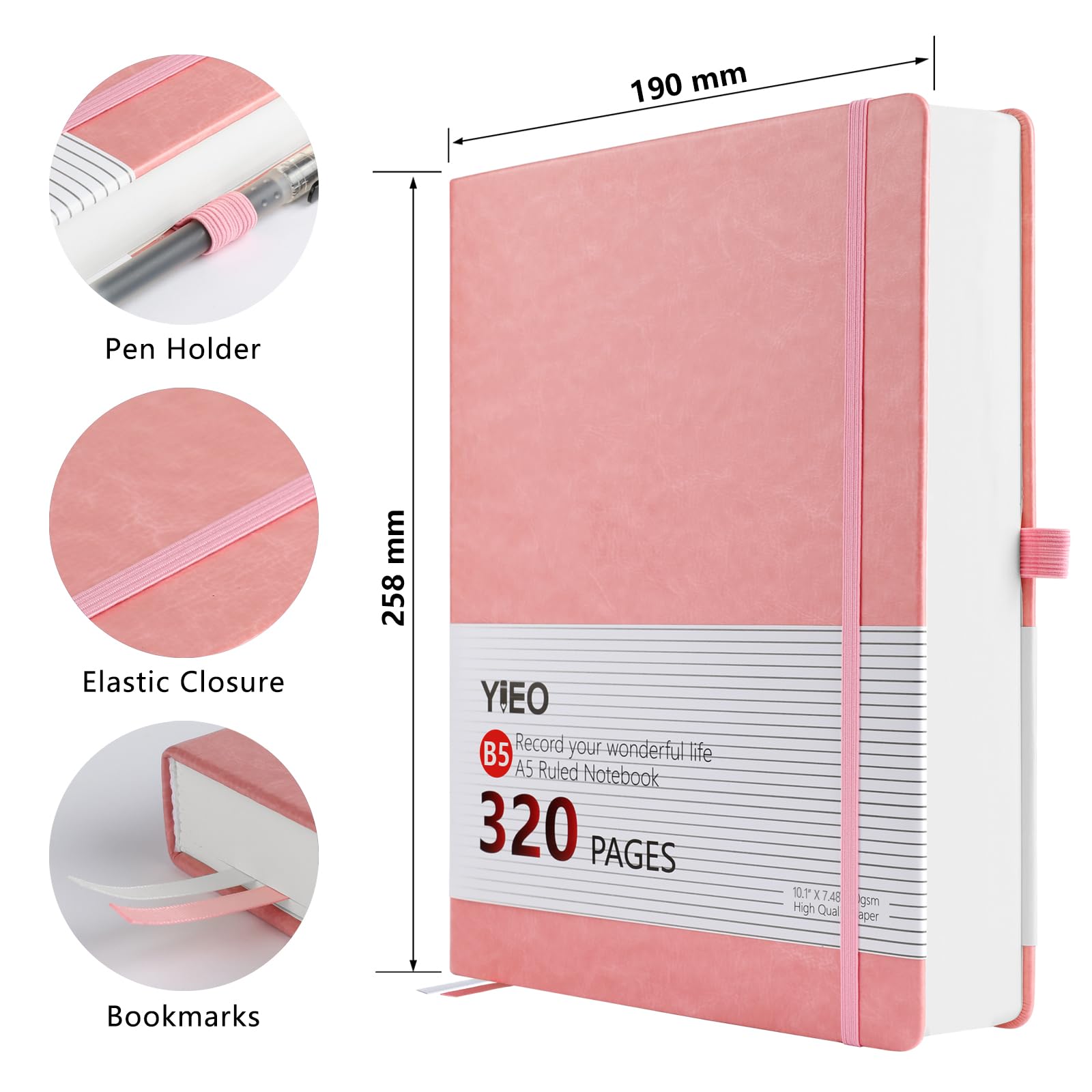B5 Lined Notebook, 320 Pages Large B5 Note Book Notepad, 100gsm Thick Lined Paper - Image 2