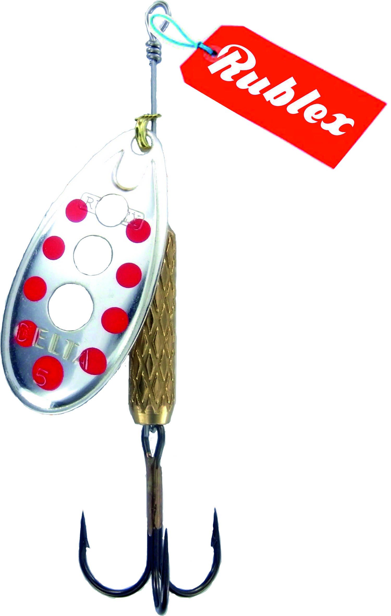 Pack de 5 Cucharillas de Pesca C-Turbo-5 APR | Cebo Artificial de Pesca con Sistema de Clip y Acción de Giro Mejorado, Plata Puntos Rojos, 9gr