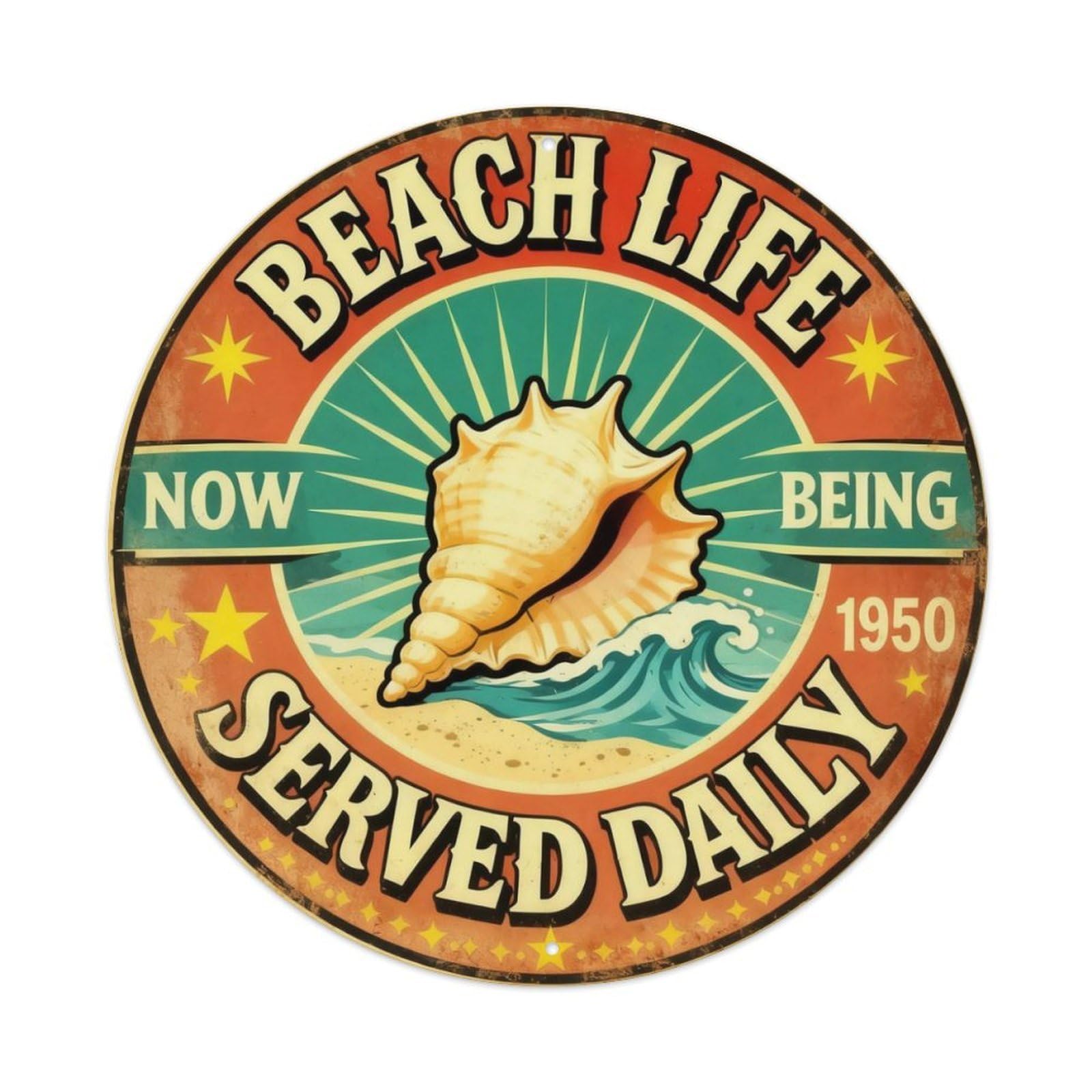 Beach Life Ocean Sign Metal Tin Sign Plaque