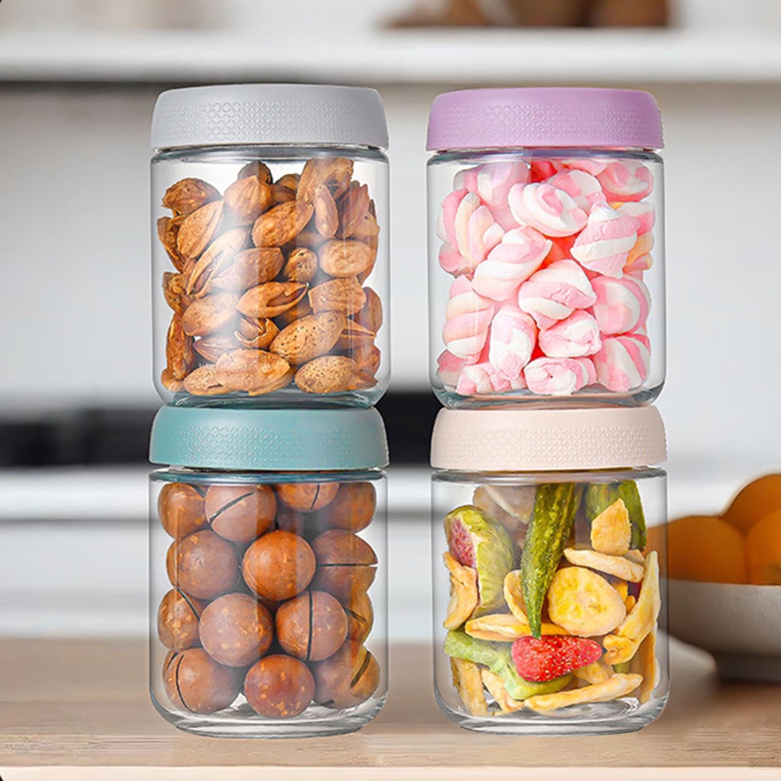 Pots à Yaourt en Verre avec Couvercles Lot De 4 Contenants Alimentaires En