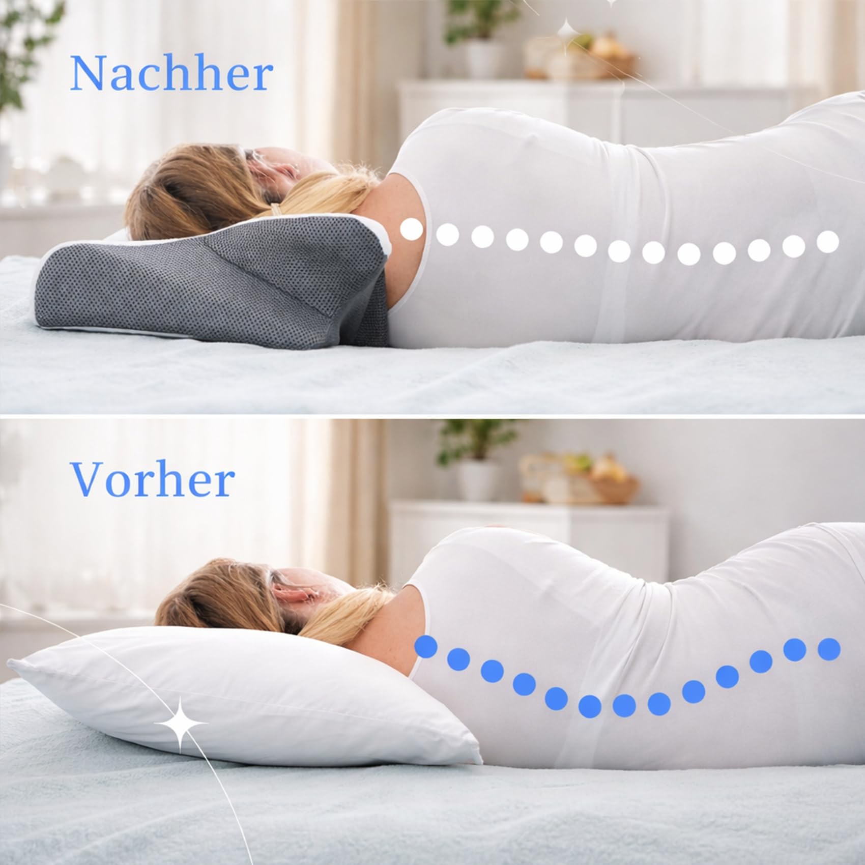 Curo Sleep Kissen Original, Curo Sleep Kissen, Ergonomisches OrthopäDisches Kissen Mit Konturierter SeitenstüTze, Bietet UnterstüTzung für Seiten, RüCken und Bauchposition (Schwarz)