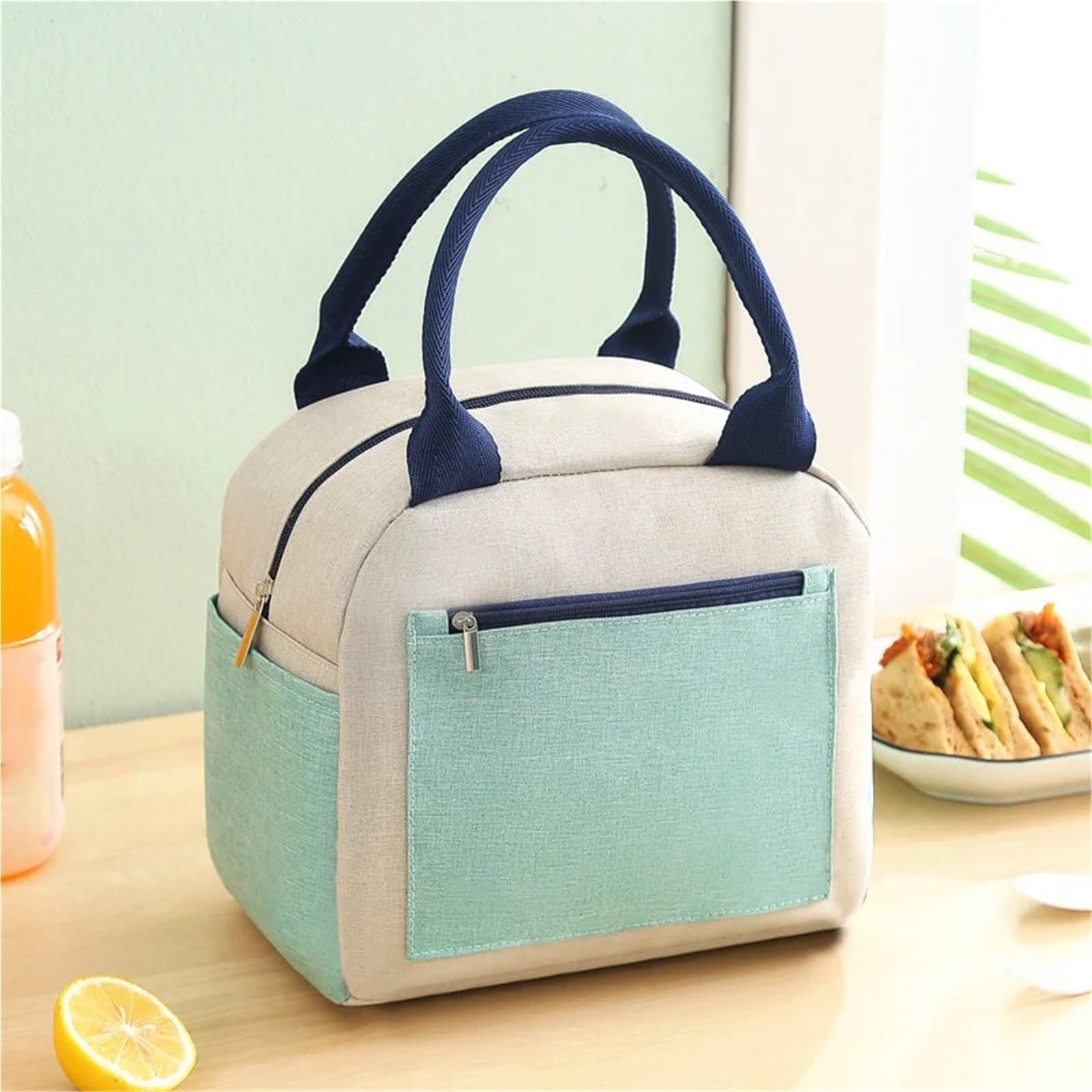 Bolsa De Almuerzo Bolsa Bento for Estudiantes, Bolsa de Picnic aislada, Bolsa de Oficina portátil de Gran Capacidad, 2 uds. para Oficina，Picnic(Beige)