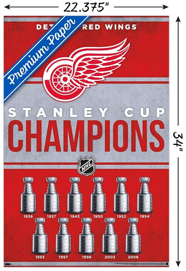 NHL Detroit Red Wings - Champions 23 Wall Poster, 34L" x 22.4W", Premium Unframed Version by Trends International - Used condition - Image 3