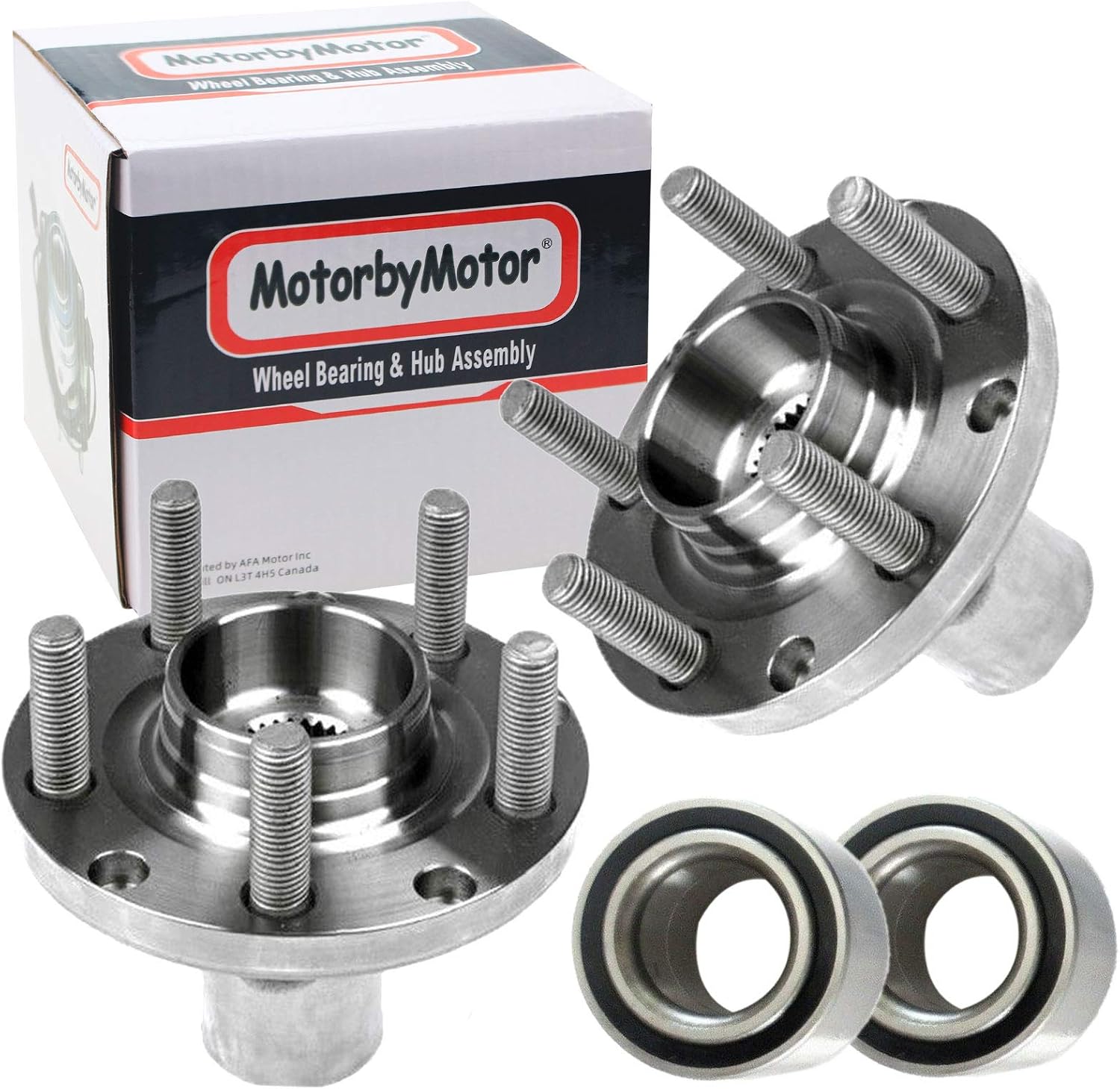 MotorbyMotor 930-500,517008 Front Wheel Bearing and Hub Assembly with 5 Lugs fits for Subaru Forester,Subaru Impreza,Subaru Legacy Low-Runout OE Directly Replacement Hub Bearing w/ABS (2 Pack)