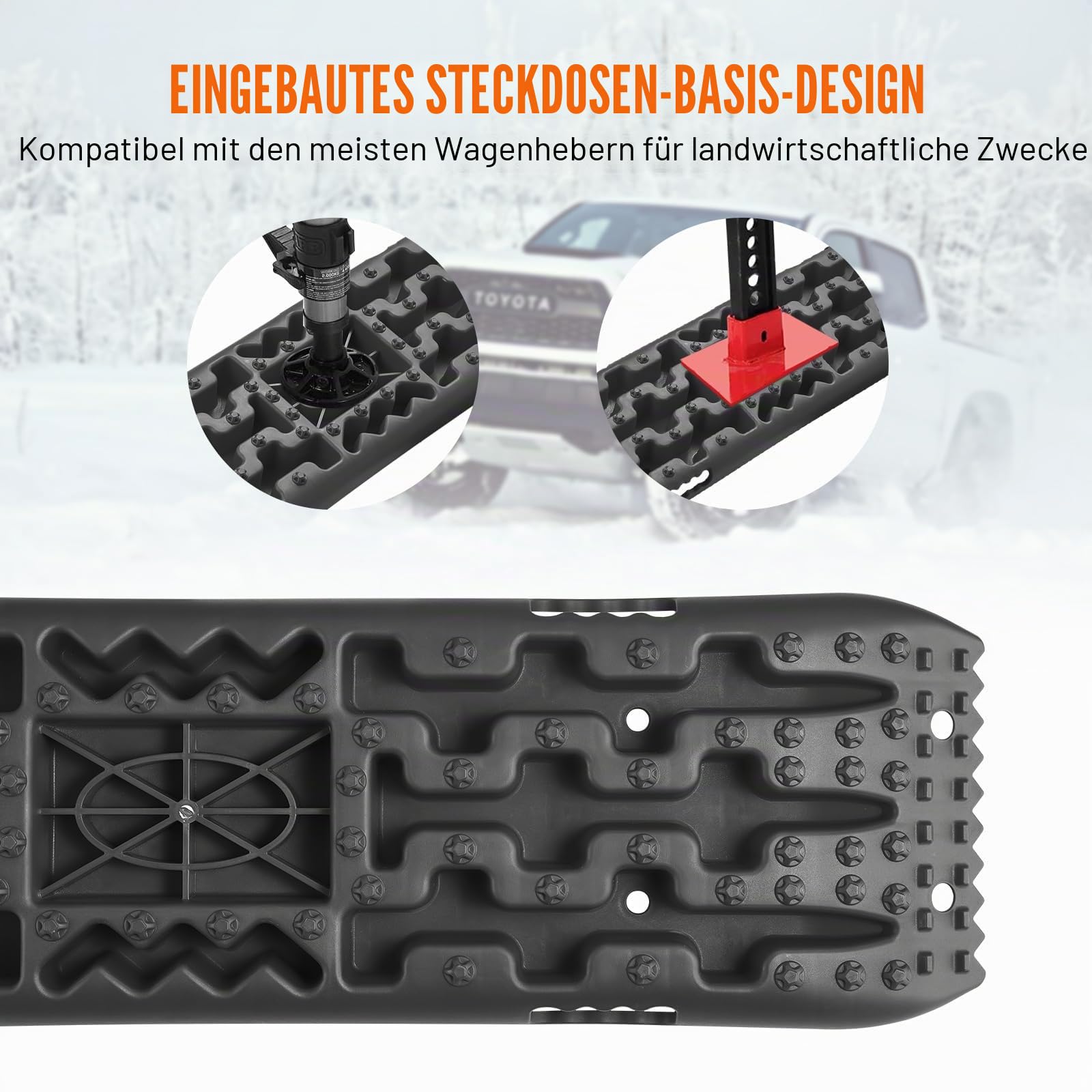 VEVOR 10 TONNEN Traktionsbretter mit PP-Material, Bergungsbretter für Geländefahrzeuge/Autos/Pickups/SUVs/Wohnmobile, Paar Reifen-Traktionsmatten auf Schnee, Sand, Schlamm und losem Untergrund