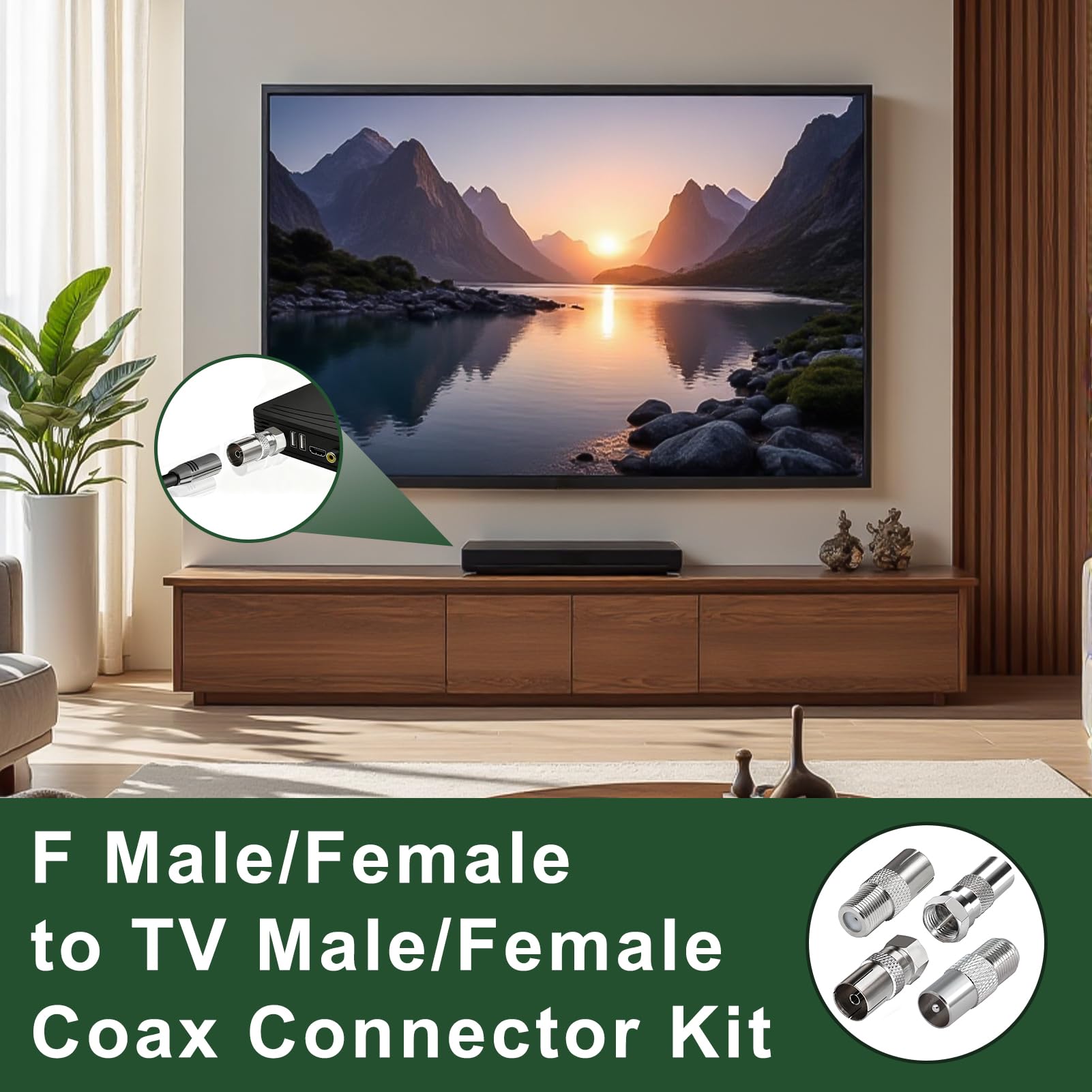 4 Pièces Adaptateur d’Antenne TV F Mâle vers Femelle, Adaptateur Coaxial TV, Connecteur Coaxial RF Nickelé pour Câble Satellite TNT Modem Routeur Récepteur, Raccord Antenne Murale Audio Vidéo
