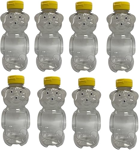 Miniatura 1 de Natural Farms - Paquete de 8 frascos de plástico para botellas de miel de oso de 16 onzas, botella vacía para almacenar y dispensar miel
