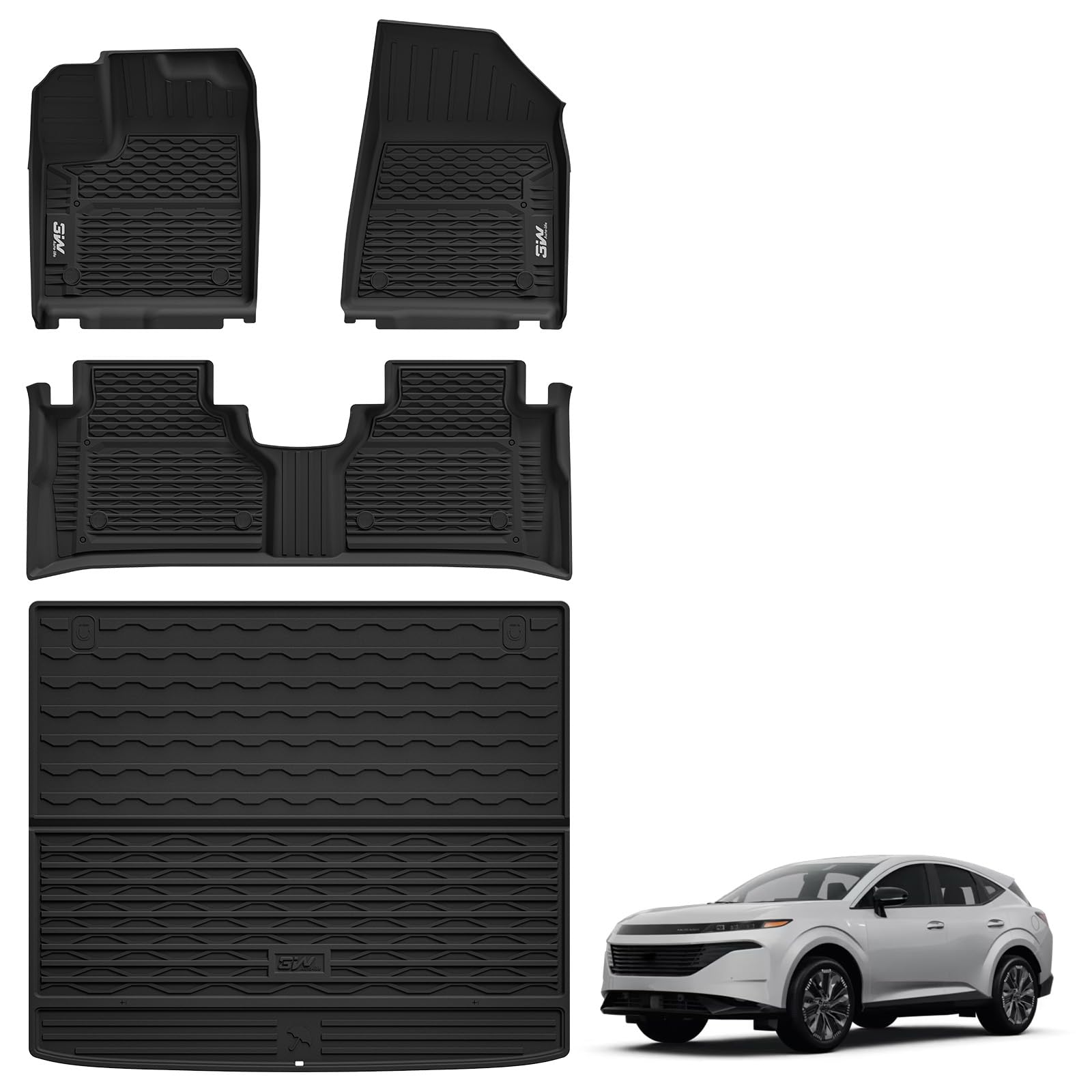 3W Floor Mats&Cargo Liner Fit Toyota Sienna 2021 2022 2023 2024 2025 2026 LE/XLE(Only for 8 Seat), TPE All Weather Custom Fit Floor Liner for Sienna 8 Seat 1st, 2nd and 3rd Row and Cargo Mat, Black — view 36