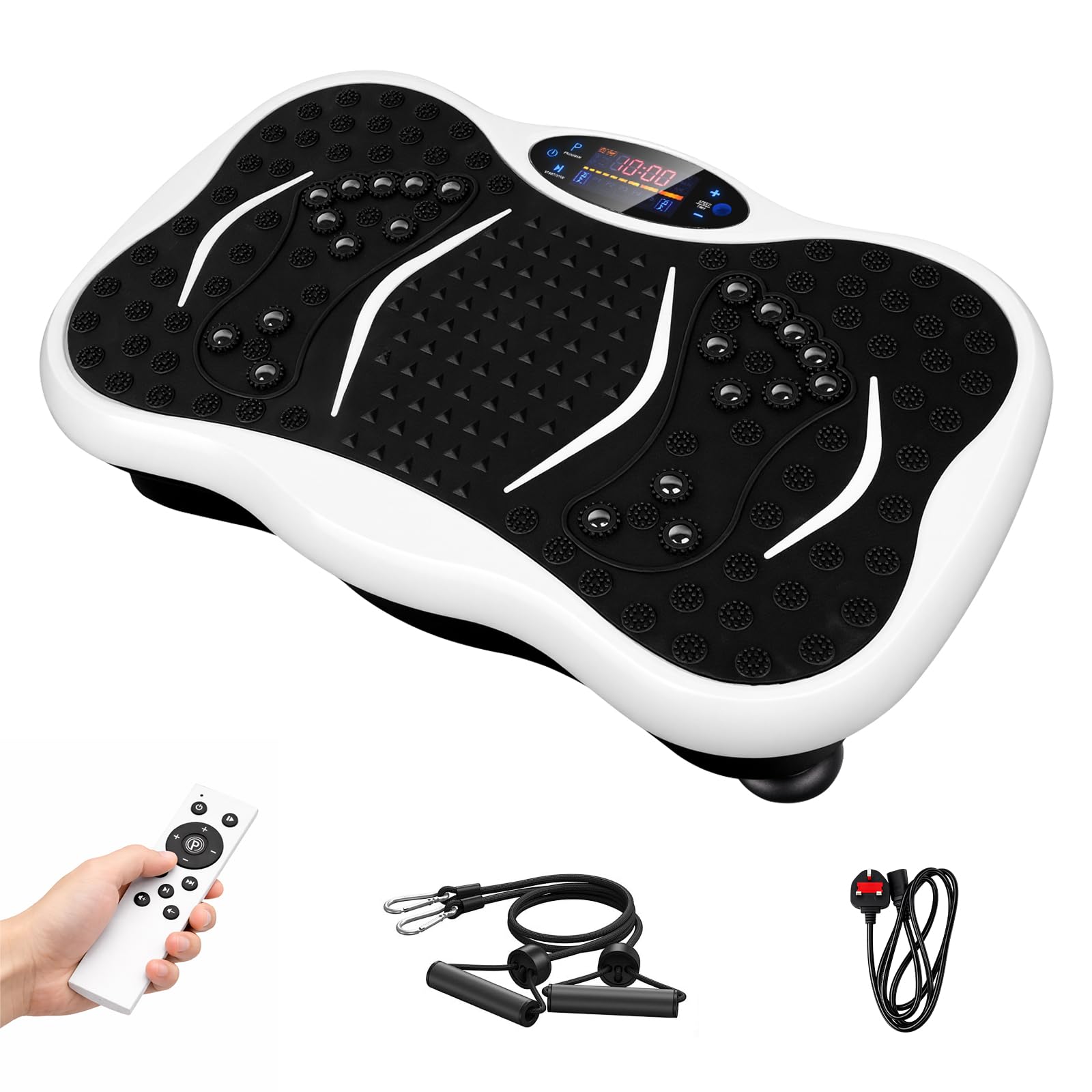 Vibration Plate Exercise Machine for Whole Body Workout, Quiet Vibration Plate with 199 Speed Levels, Bluetooth Speaker, LCD Display, Remote Control & Resistance Bands, Home Fitness Equipment for Body