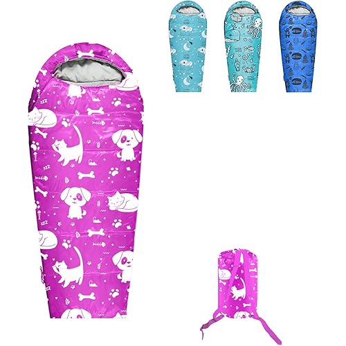 ANJ Outdoors 32F Youth and Kids Sleeping Bag | Indoor/Outdoor Boys and Girls Sleeping Bag | Mummy Style, Lightweight Sleeping Bag for Kids