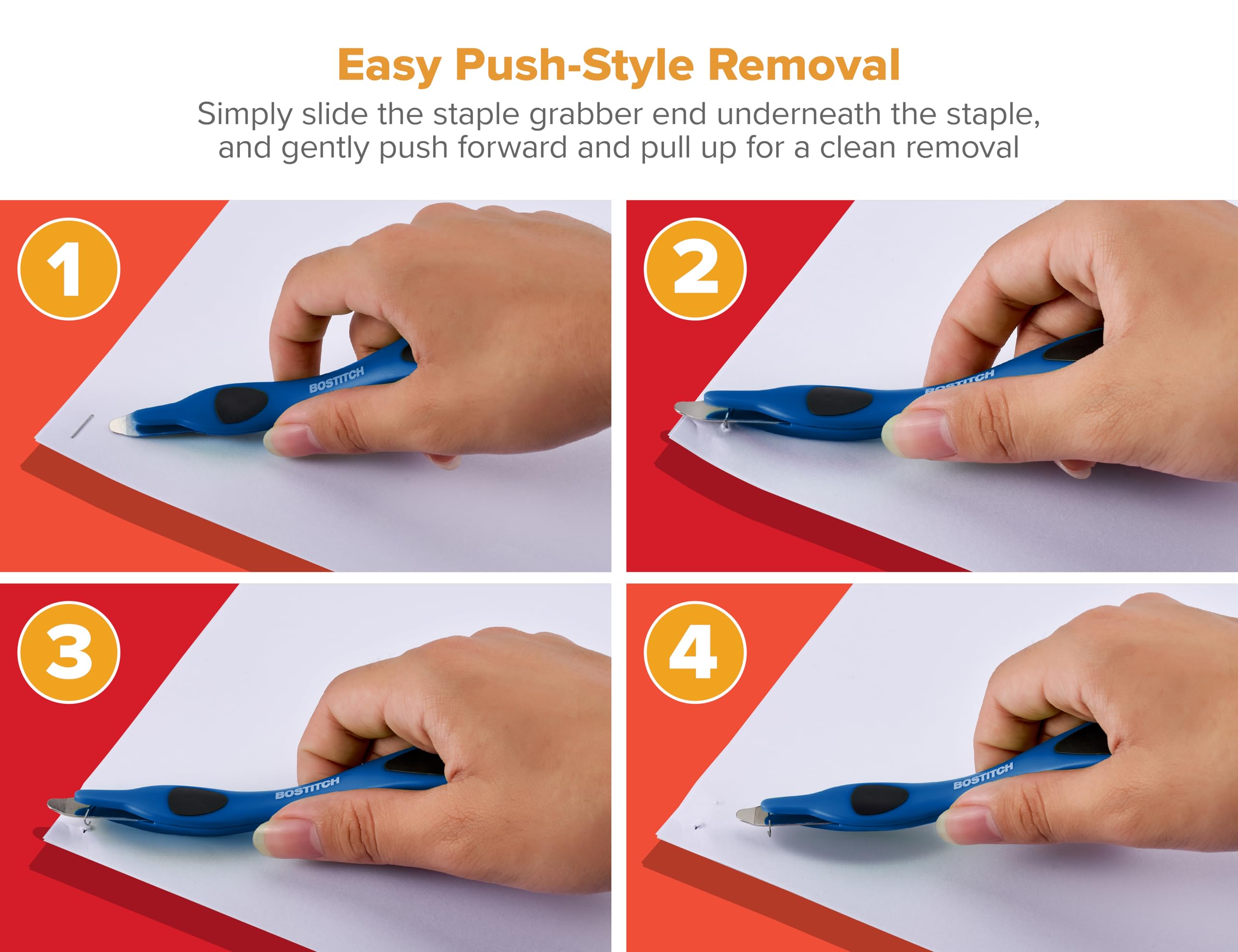 Bostitch Office Professional Push Style Easy Staple Remover, niebieski, 3-pak (30000-BLUE-3PK