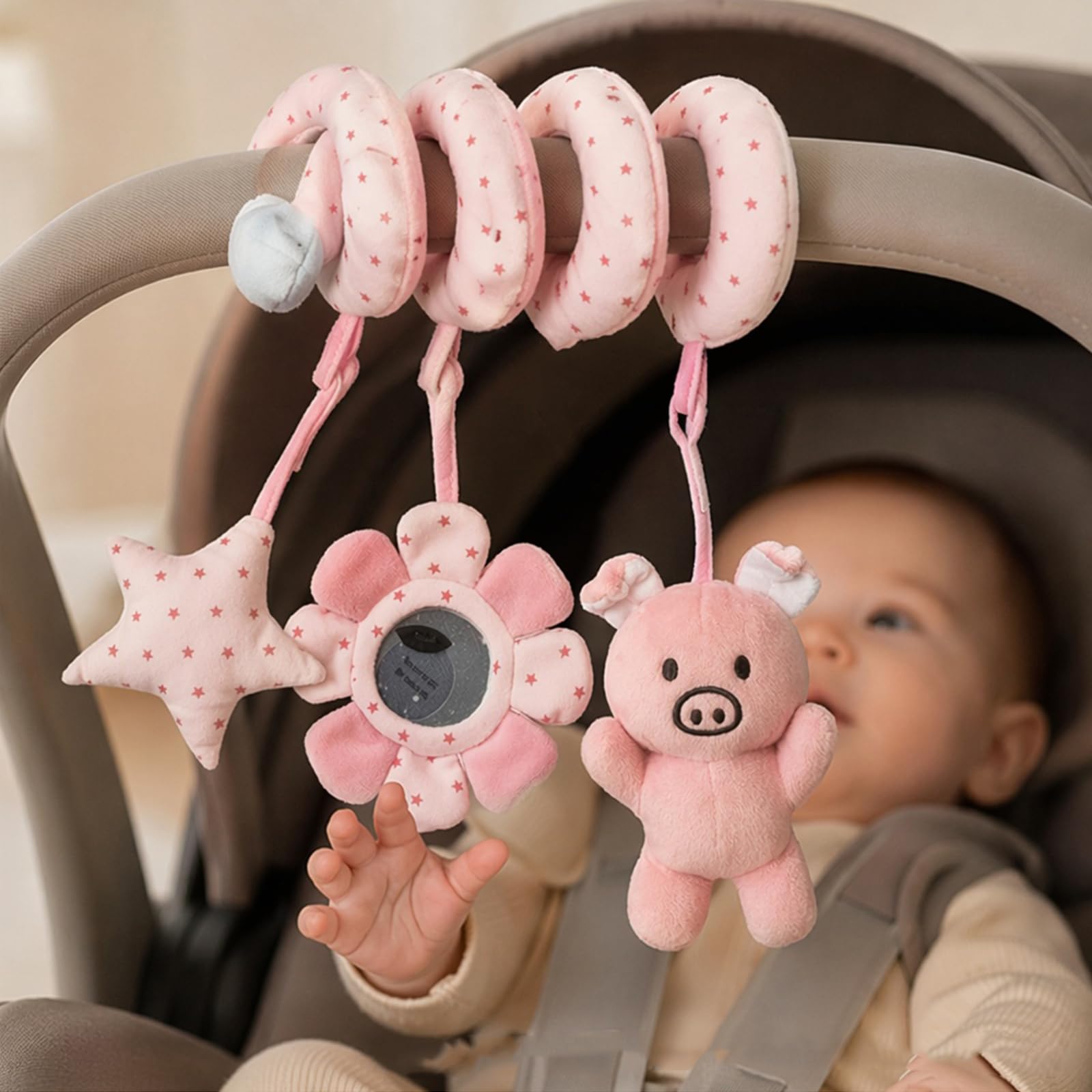 Jouet en forme de spirale en peluche pour siège de voiture