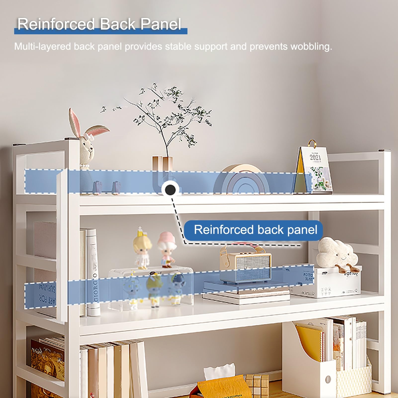 Schreibtisch-Organizer-Regal, Thekenaufsatz mit 2 Ablagen für Computertische, zur Aufbewahrung und Präsentation, für Büro, Wohnzimmer, Balkon, Arbeitszimmer (Holzfarbe, 95 cm/37,5 Zoll)