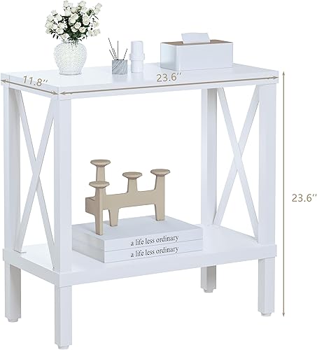 Miniatura 3 de Mesa auxiliar estrecha, mesa auxiliar grande para sofá, mesita de noche de granja con estante de almacenamiento, mesita de noche delgada para sala