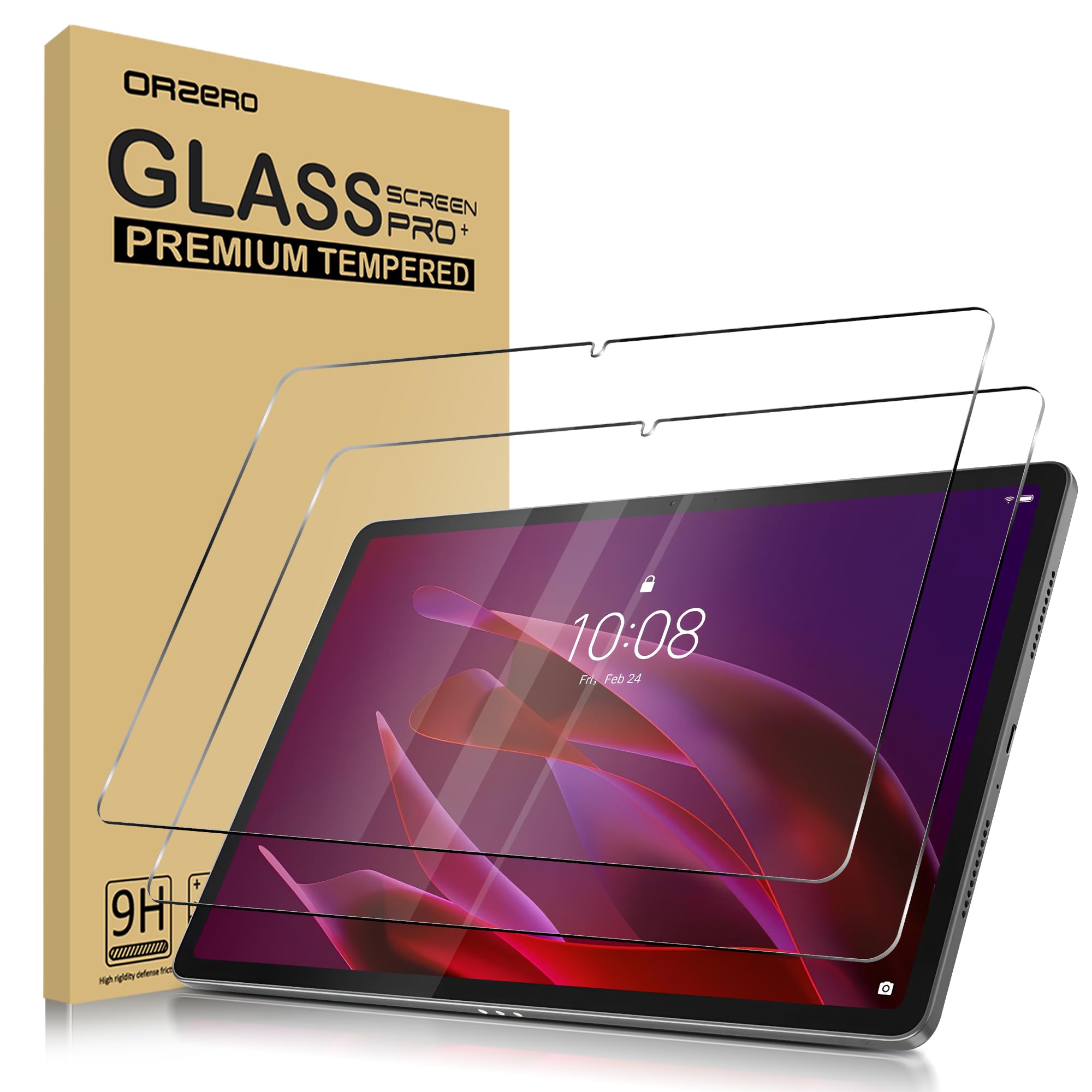 Orzero (2 Pack) Compatible for Lenovo Yoga Tab 2025 11.1 Inch Tempered Glass Screen Protector, Protector De Pantalla 9H High Definition Anti-Scratch Bubble-Free