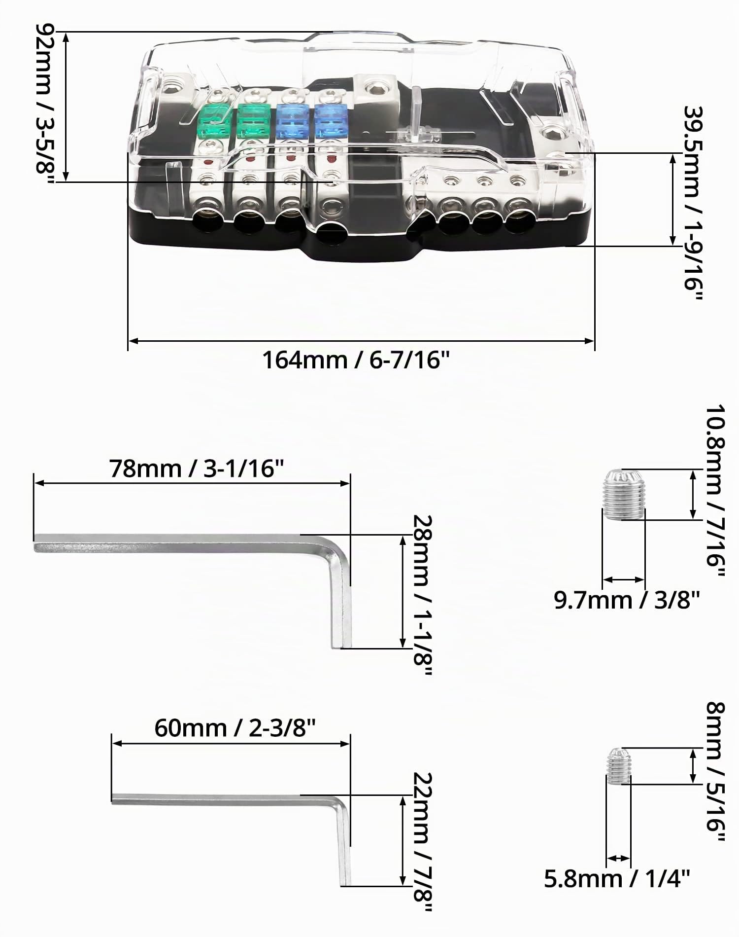 Blocco Di Distribuzione 6 Vie Per Auto – 0 Gauge In 2/4/8 Gauge Out, Fusibili Integrati, Per Impianti Audio Potenti - 5