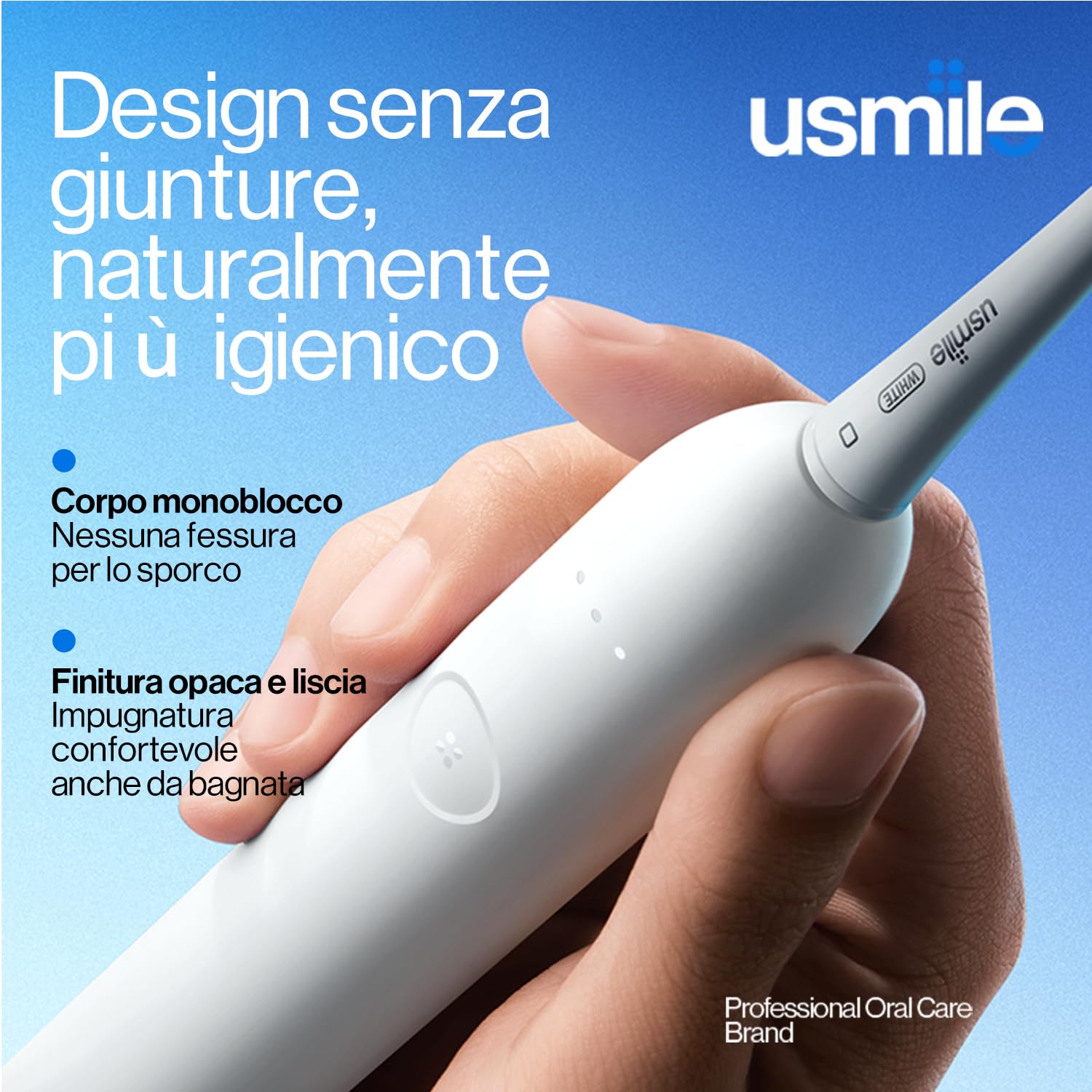usmile P10S Spazzolino Elettrico Sonico, Batteria 180 Giorni | 3 Modalità Pulizia Profonda & Sbiancante,Testina Morbida per Gengive Denti Sensibili, Timer Intelligente, 2 Testine Bianco