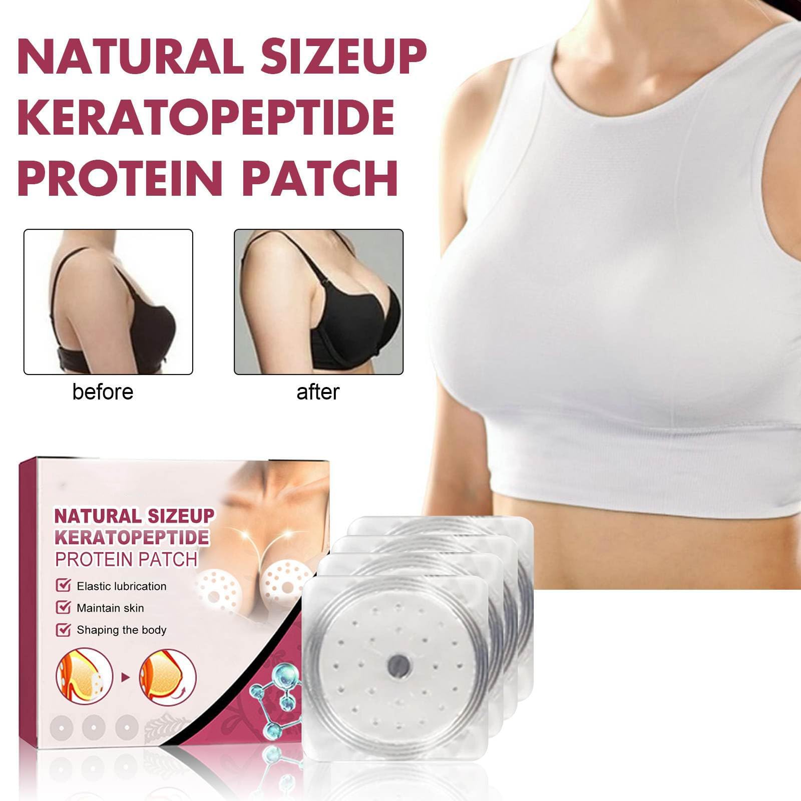 Cuscinetti per l'ingrandimento del seno, prodotti naturali per l'ingrandimento del seno, per seno flaccido, push-up, seni proteici cheratina peptide, tonificanti e sollevanti (set da 2)