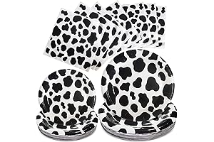 100 Pcs Cow Print Plates and Napkins Party Supplies