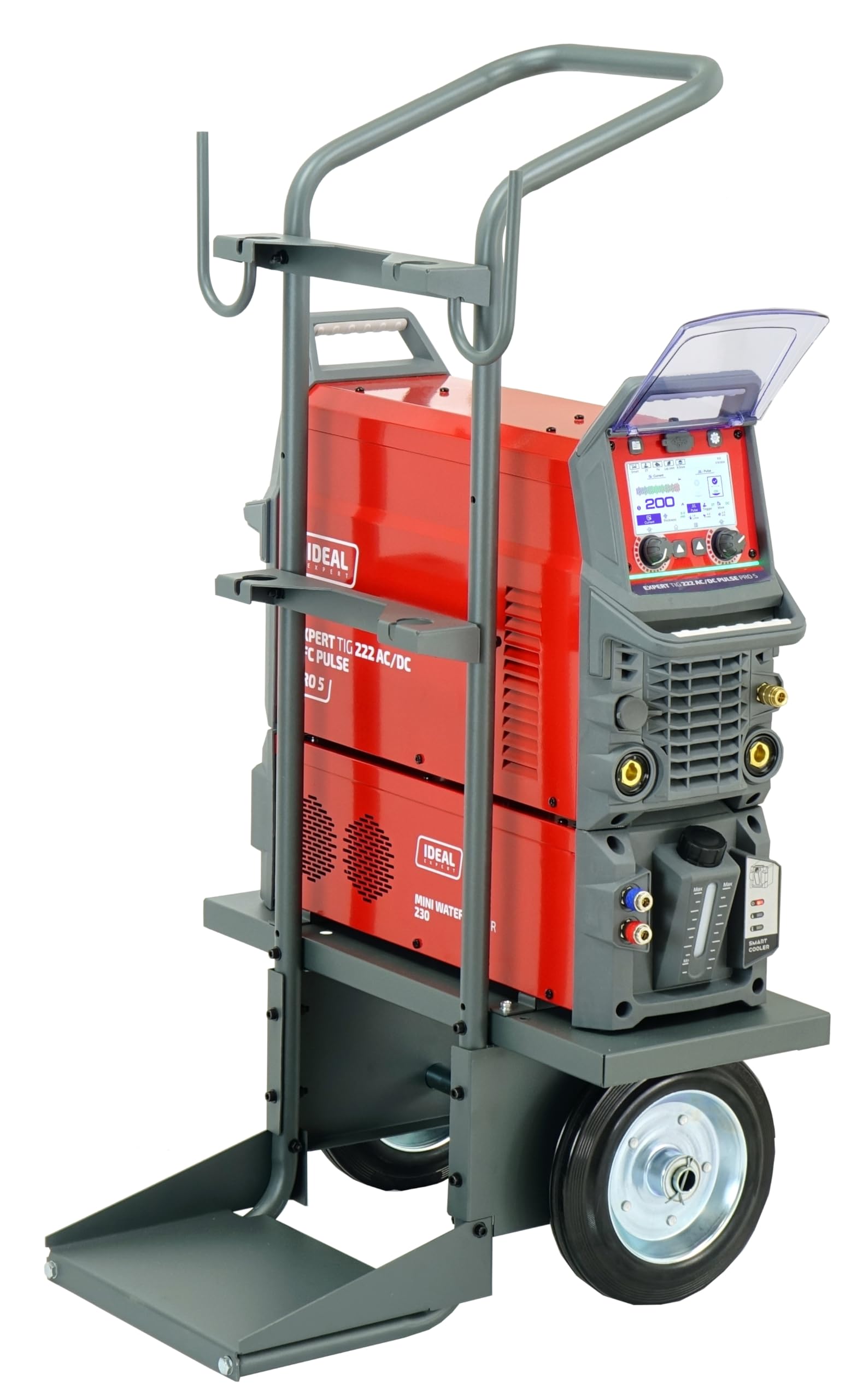 Ideal Expert TIG 222 AC/DC PFC Pulse Pro5 LCD – Máquina de soldar profesional con radiador, carro, función de pulso e encendido RF para soldadura de aluminio precisa y MMA – 230 V 200 A máquina de