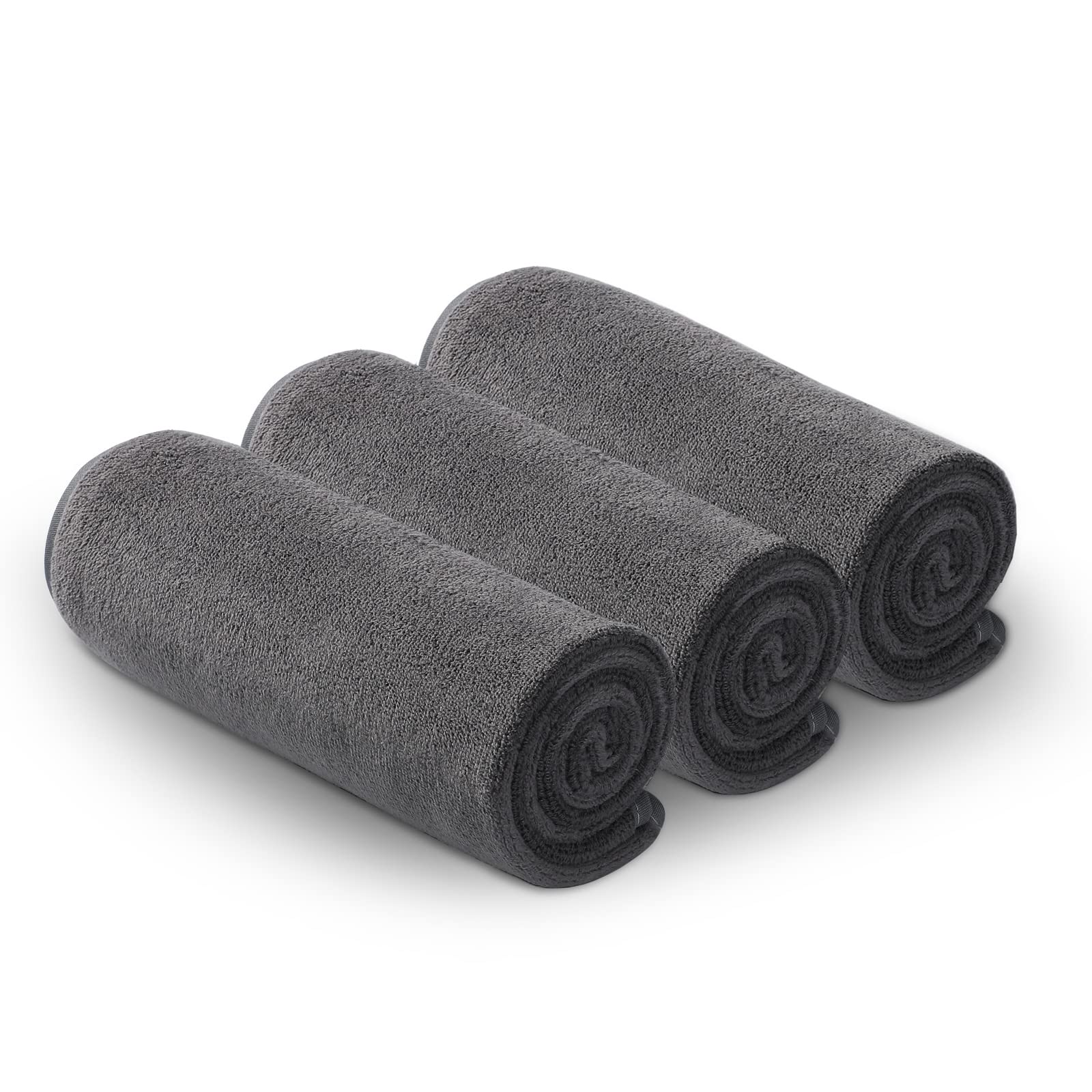 BOBOR Gym Towels Set, Microfiber Sports Towel for Men and Women, Super Soft and Quick-Drying 3-Pack Set Towel, for Tennis, Yoga, Cycling, Swimming (Light Gray 3 Pack, 14" x 29")