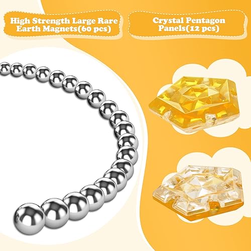 Miniatura 2 de RoomyRoc Esfera magnética antiestrés  Bolas magnéticas de pentágonos  Juego de 12 piezas  naranja cristal  Juguete magnético  Creatividad más allá