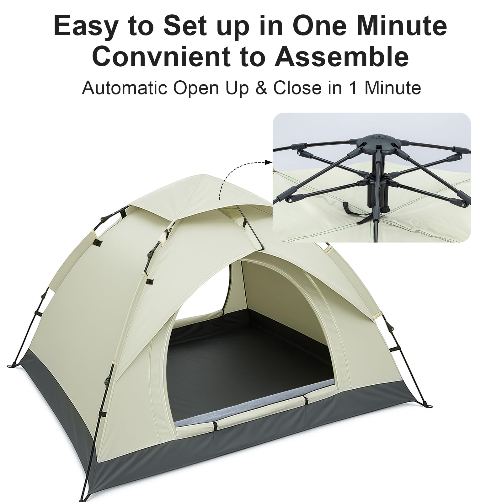 Pop-up-Zelt für 2–3 Personen, wasserdichtes Kuppelzelt mit UV-Schutz, leichtes Campingzelt mit Tragetasche, Kuppelzelt für Wandern, Outdoor & Backpacking