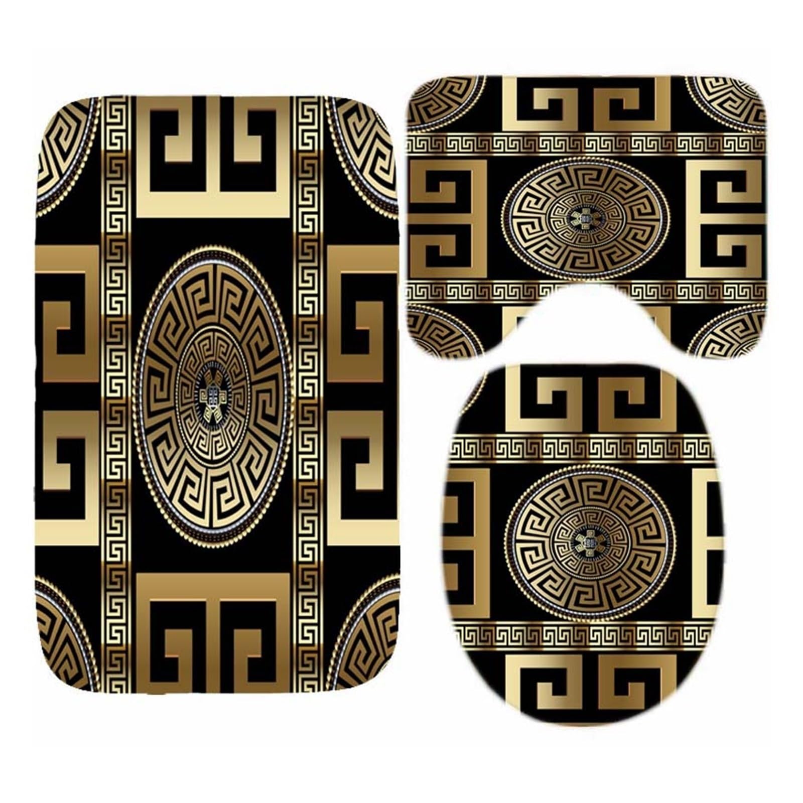 GSJNHY Pattern Shower Curtain and Rug Set Abstract Geometric Bathroom Mats Rugs Toilet Decor Mat (Color : YLQ3046-3PCS Set 25)