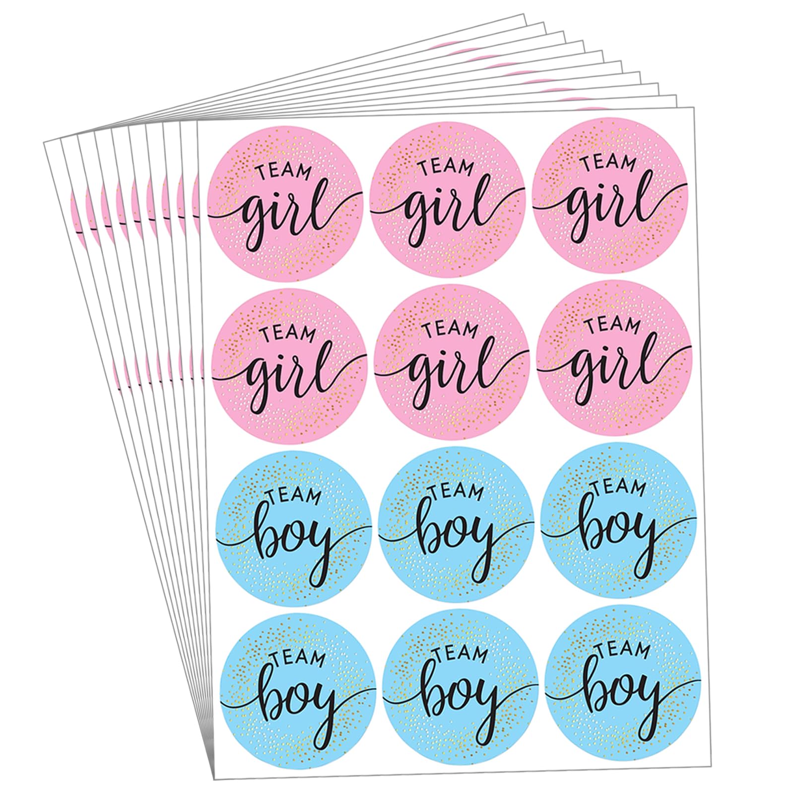 Lahviuu Gender Reveal Stickers,120 Pcs Baby Shower Sticker with Black Letter Team Boy and Team Girl