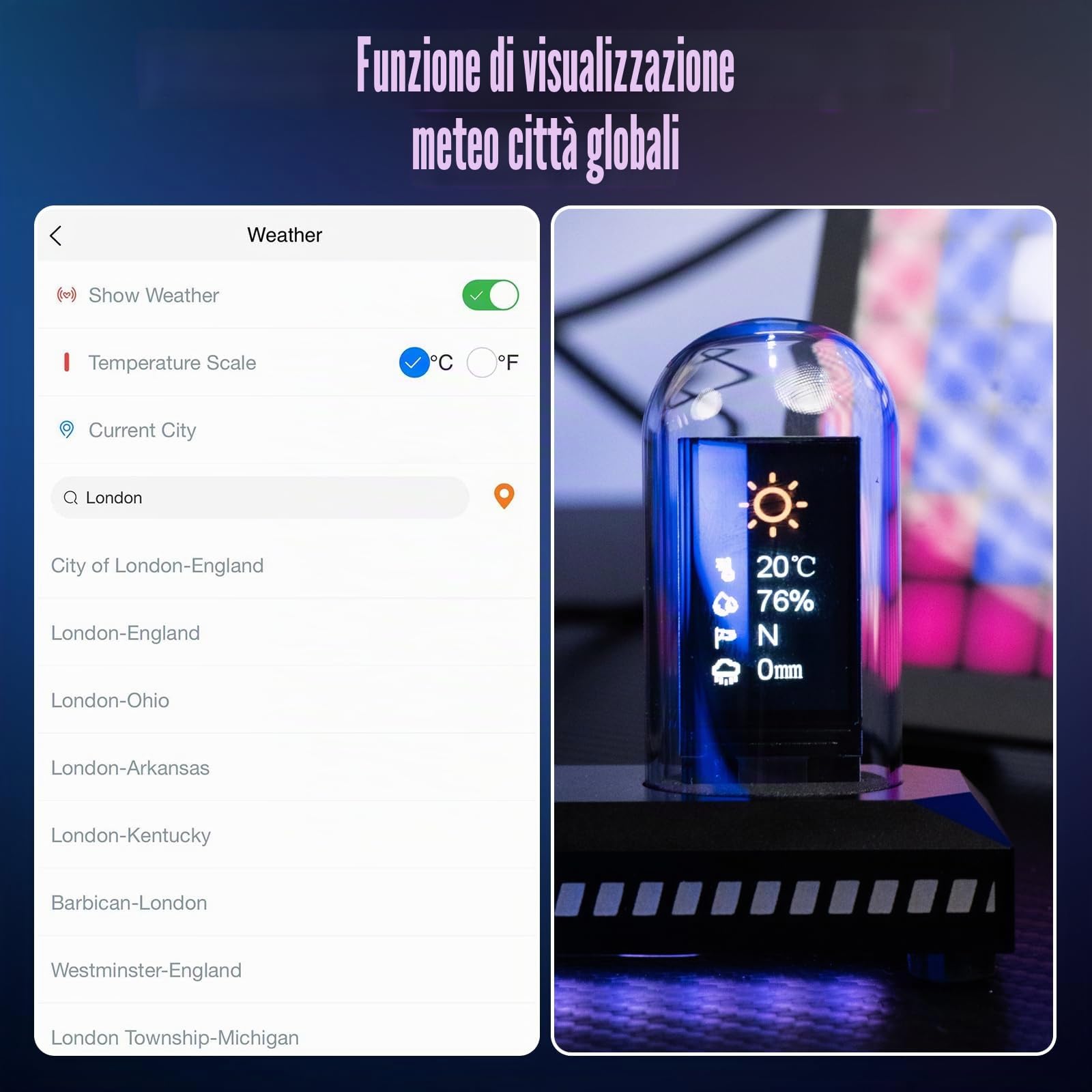Orologio a tubo Nixie, RGB colorato, album fotografico digitale personalizzabile, nuova modalità meteorologica, schermo IPS da 5 pollici, controllo app, un regalo retrò per amici (nero