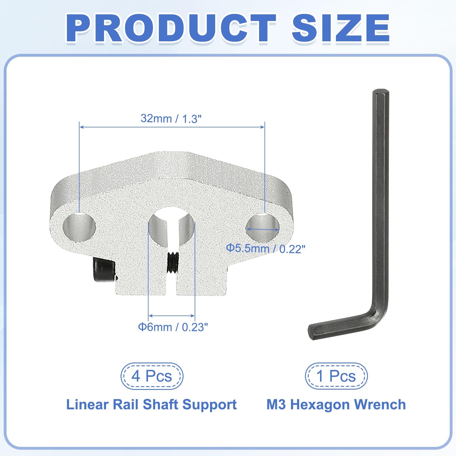 QUARKZMAN SHF6 Soporte Guía Lineal Aluminio Varilla 6mm ID Abrazadera Movimiento Paquete 4
