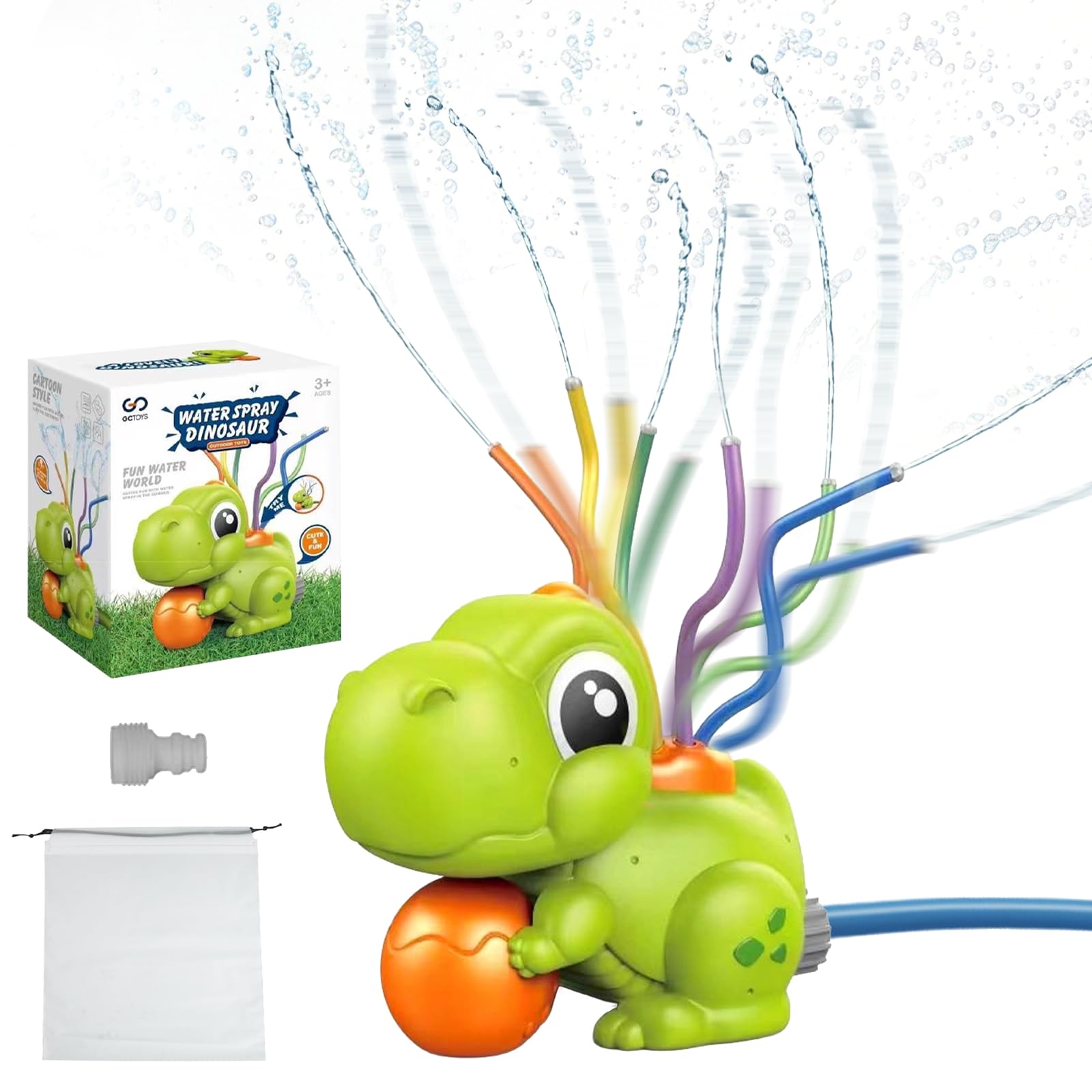 Water Sprinkler for Children, Dinosaur Water Sprinkler, Garden Splash Sprinkler for Boys & Girls Ages 3-10, with Storage Bag, Let the Children Enjoy Splashing Fun in the Water (Green) โ image 1