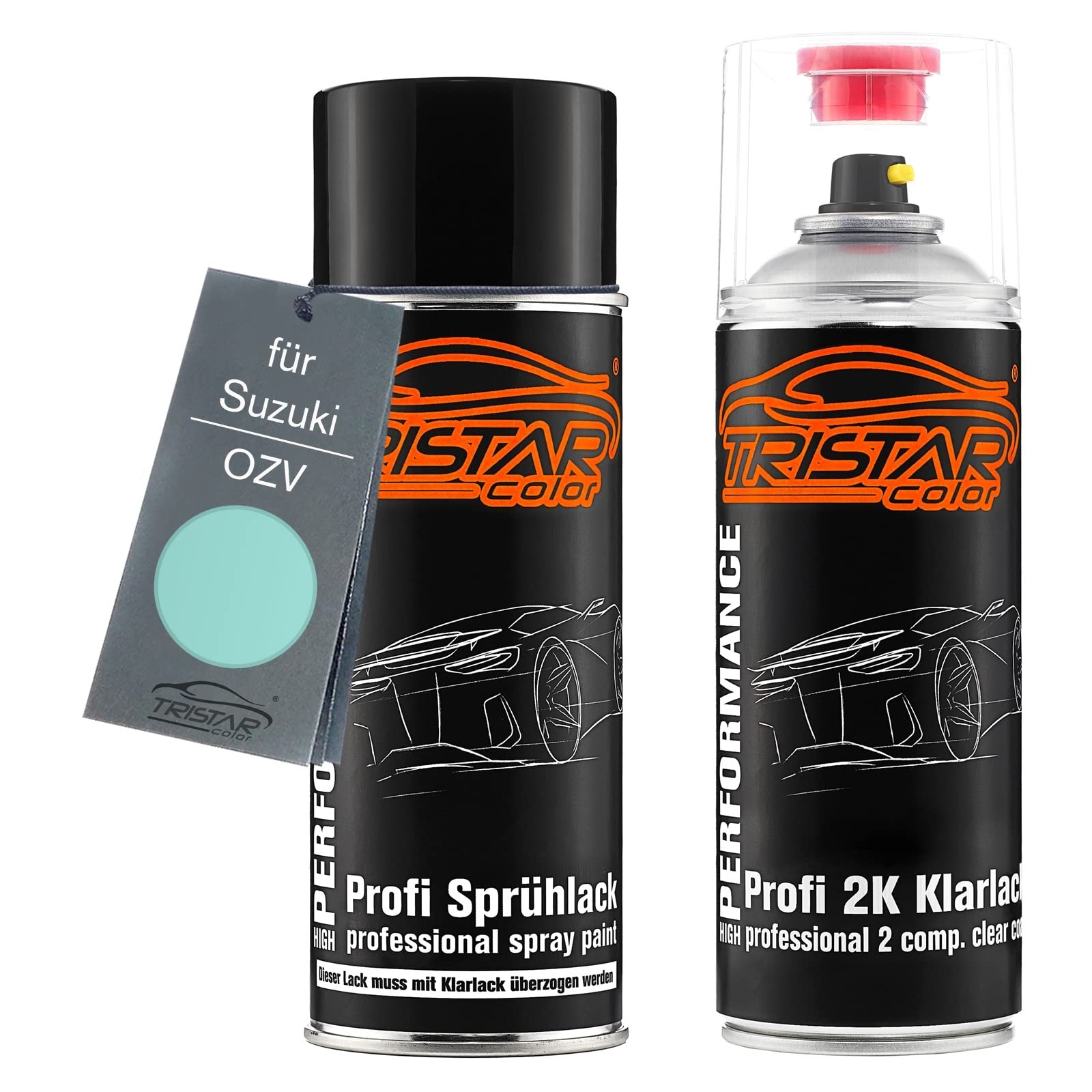 TRISTARcolor Car Paint 2K spray can set for Suzuki OZV Afternoon Green Base coat 2K clear coat spray can