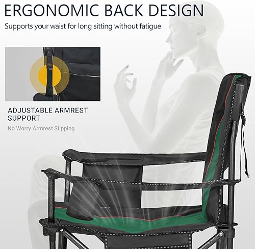 Miniatura 7 de Overmont Oversized Folding Camping Chair - 450lbs Support with Padded Cushion Cooler Pockets - Heavy Duty Collapsible Chairs for Sports Garden Beach