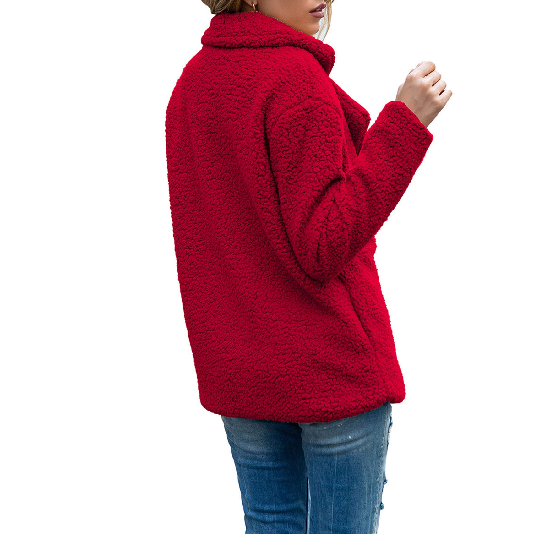 Boutons d'automne Et d'hiver, Revers, Cardigan en Molleton Ample, Manteau De Laine GâTeau De Mouton Femmes, Vestes, Hauts