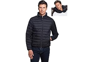 Weatherproof Jacket Brand: Men's Warm Winter Packable Down Puffer Jacket with Travel Neck Pillow