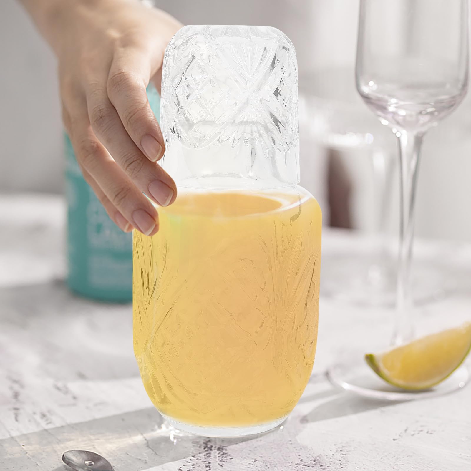 SOIMISS Juego de Vasos para Cócteles Creativos de Plástico Transparente, Taza de Bar Multifuncional para Té y Leche, Diseño Moderno para Uso en Hogar y Restaurante, Set Individual de Bebida Decorativa