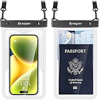 Vista 12 de Paquete de 2 bolsas impermeables para teléfono, funda impermeable de 10 pulgadas con cordón, IPX8, bolsa seca para teléfono celular, artículos