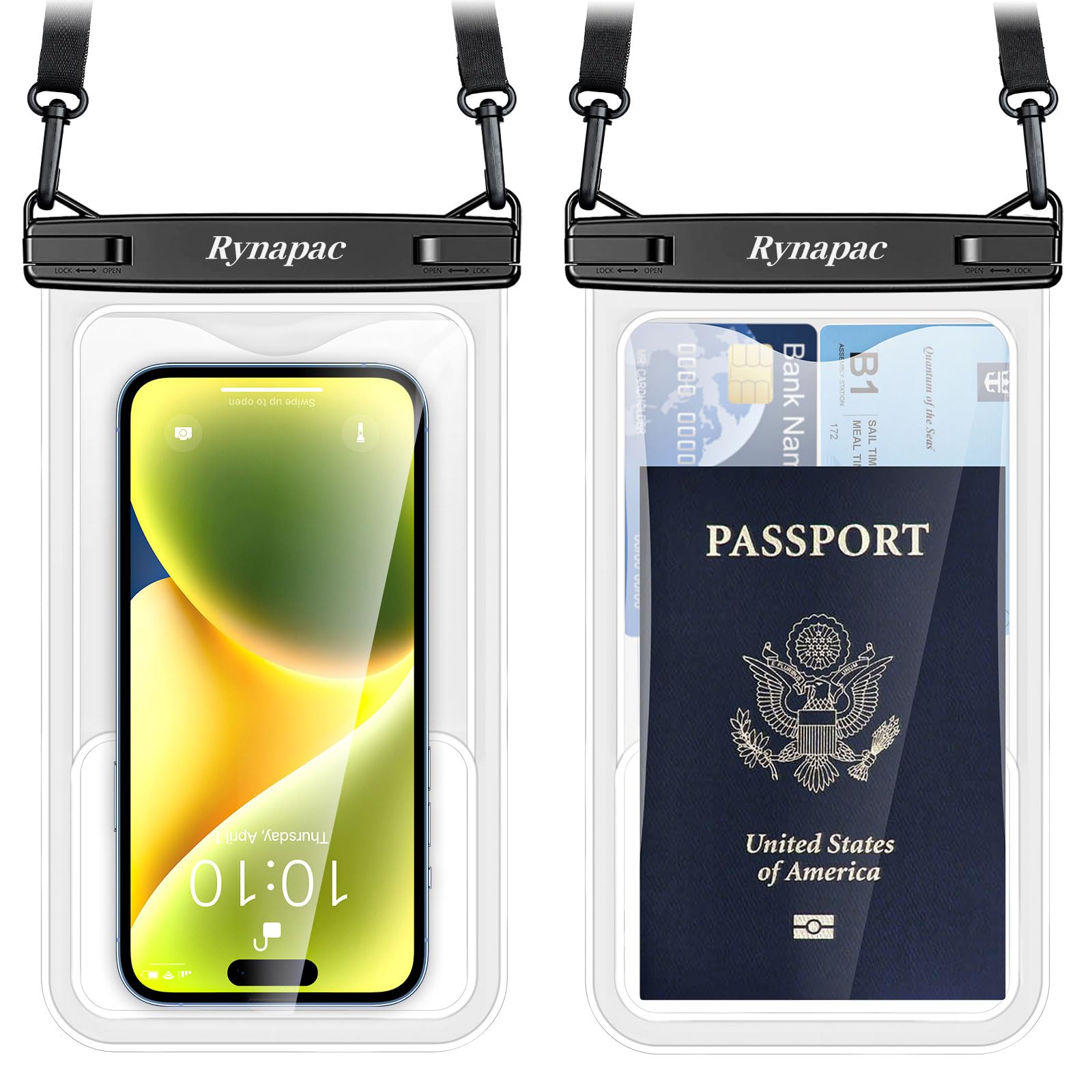 Rynapac [Up to 8.5" Waterproof Phone Pouch - 2 Pack IPX8 Waterproof Phone Case for iPhone 17 16 15 14 Pro Max Galaxy S26 Ultra, Touchscreen &